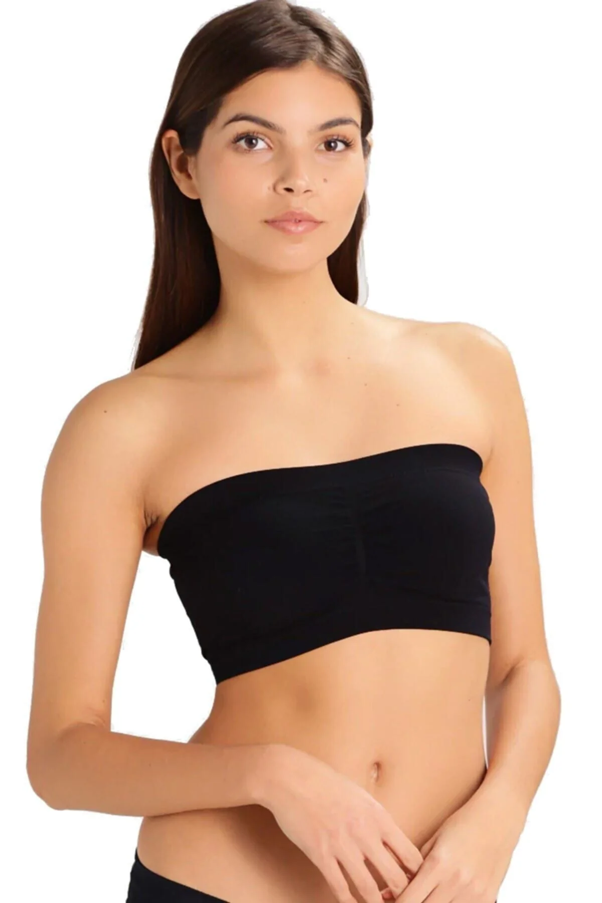 Seamless Straplez Dikişsiz Soprcu Bustiyer Siyah Yeni Sezon