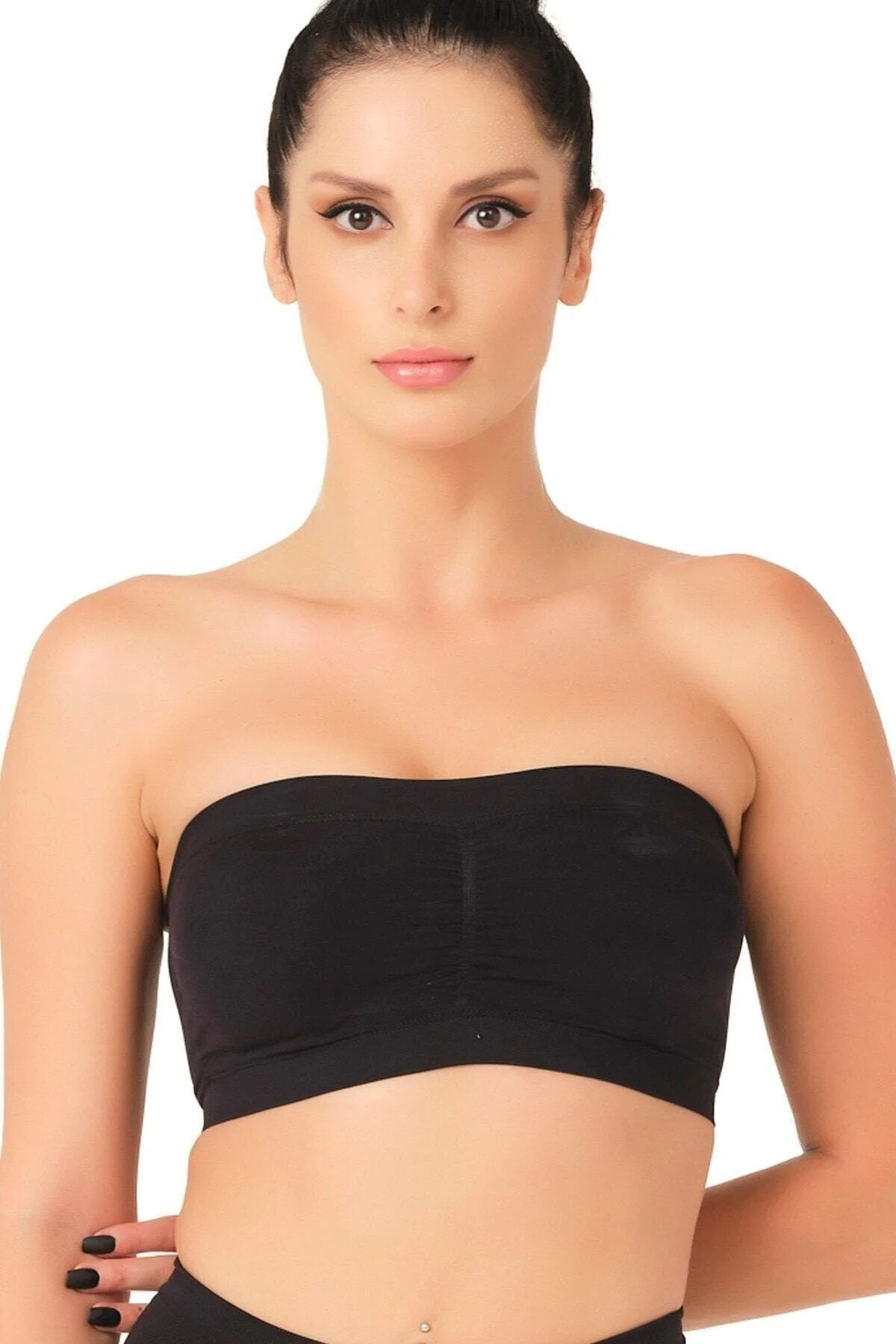Seamless Straplez Pedli Sporcu Bustiyer Siyah Yeni Sezon (1 Adet 