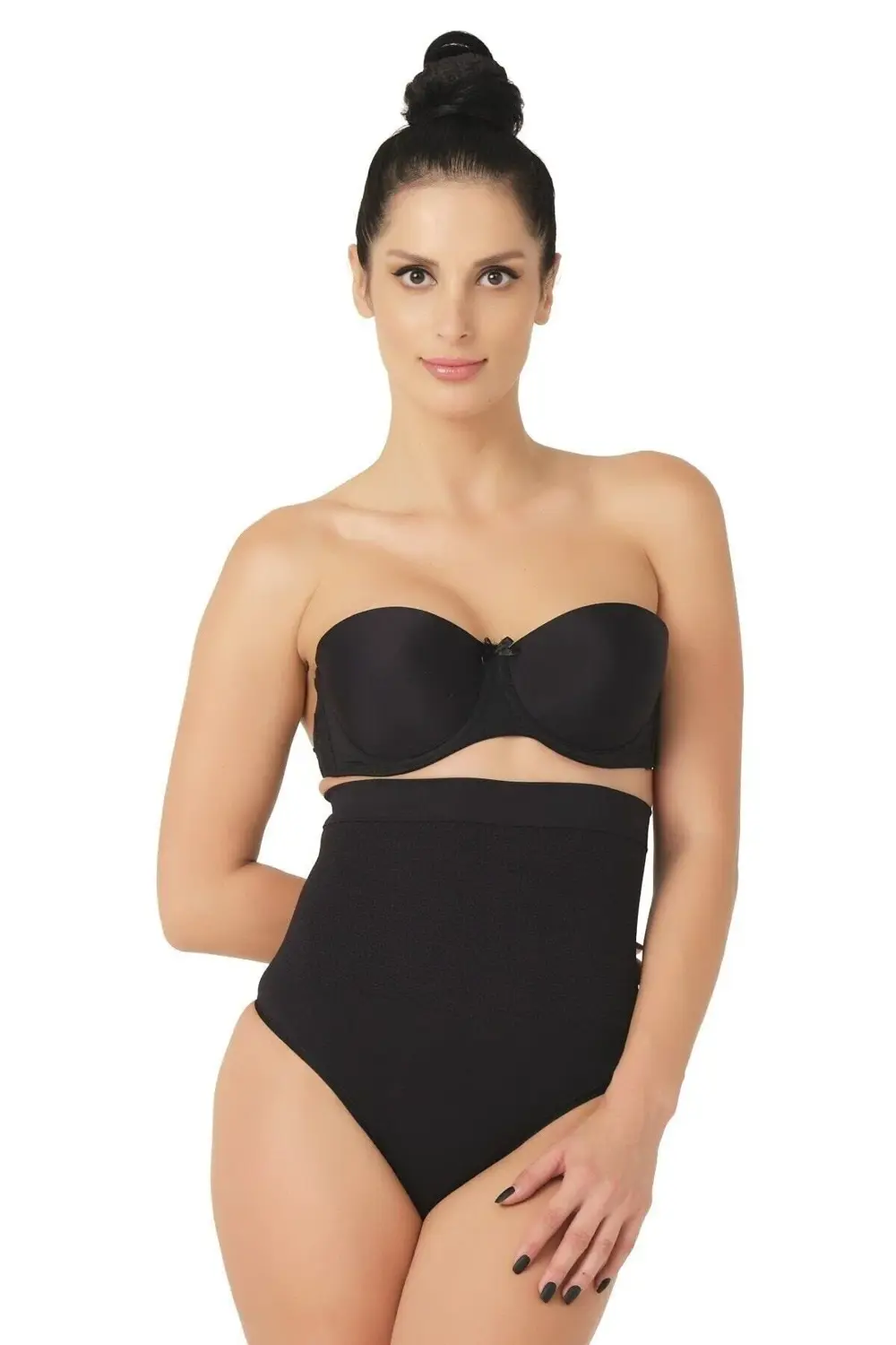 Seamless Yüksek Bel Karın Destekli String Külot Korse 2054 Siyah