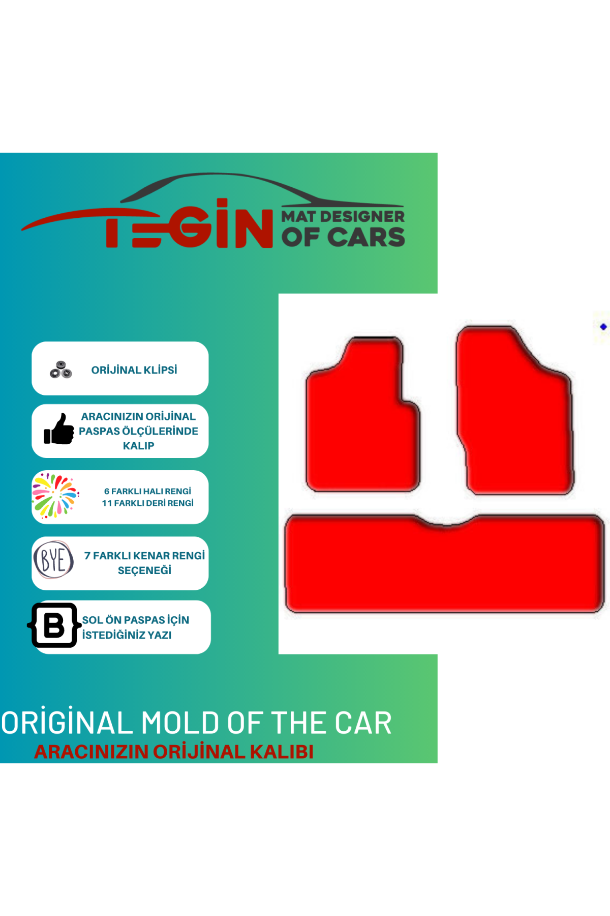 Seat Alhambra 1995-2010 Prime Siyah Kırmızı Deri Kırmızı Kenar Pa