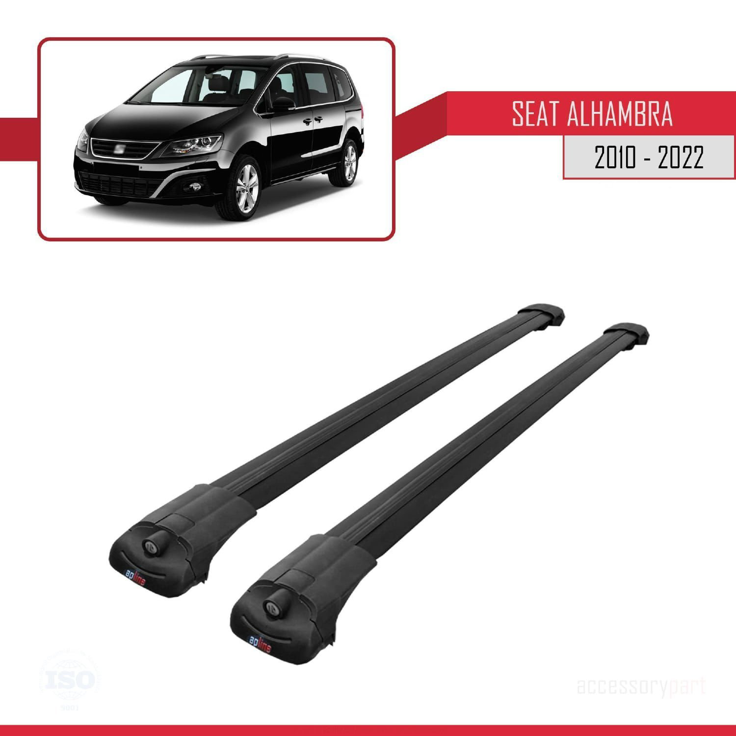 Seat Alhambra 2010-2022 Arası ile uyumlu ACE-1 Ara Atkı Tavan Bar