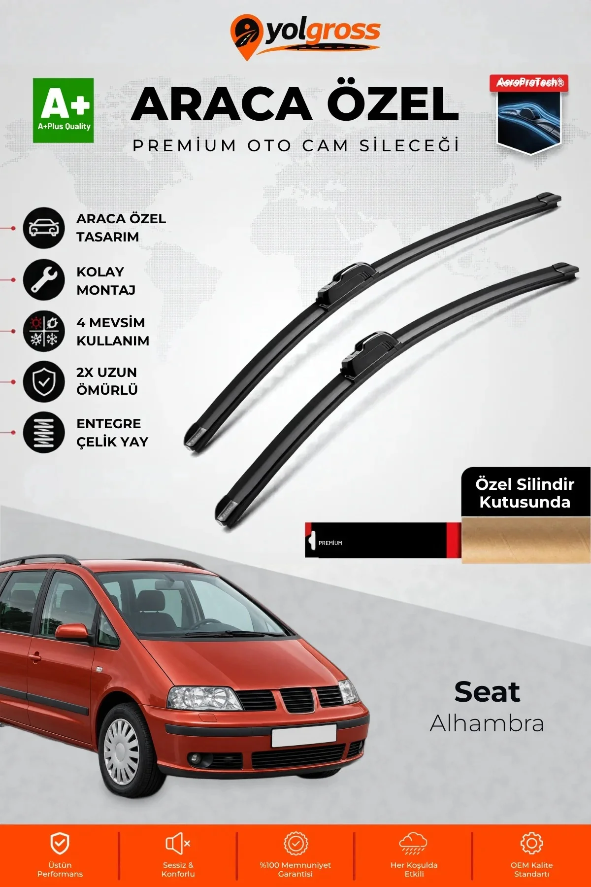 Seat Alhambra Ön Cam Silecek Seti 2001-2010 Premium Araca Özel 70-70 Cm A+ Kalite