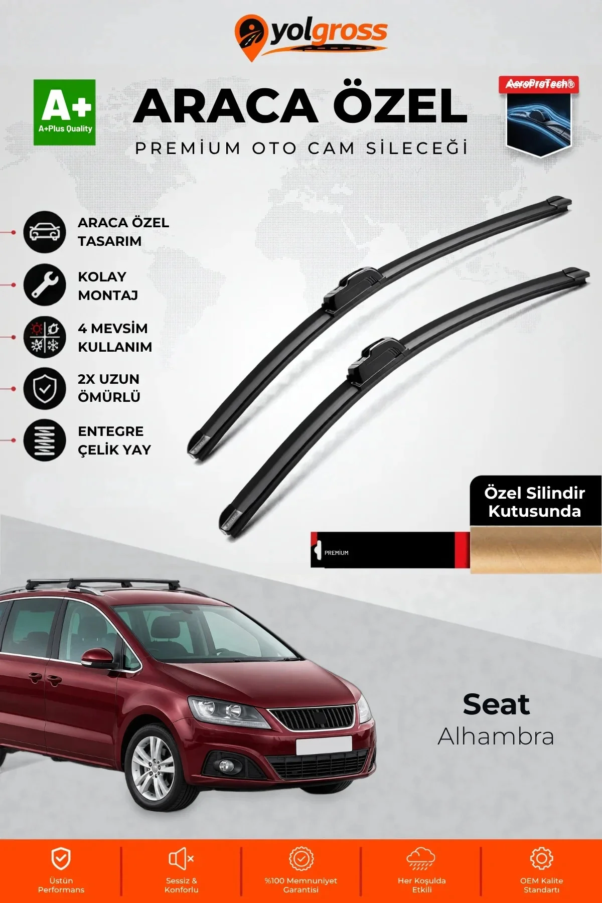 Seat Alhambra Ön Cam Silecek Seti 2010-2022 Premium Araca Özel 70-40 Cm A+ Kalite
