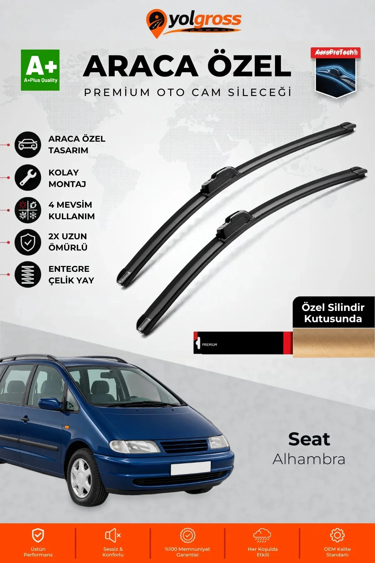 Seat Alhambra Ön Cam Silecek Seti 1996-2001 Premium Araca Özel 70-65 Cm A+ Kalite
