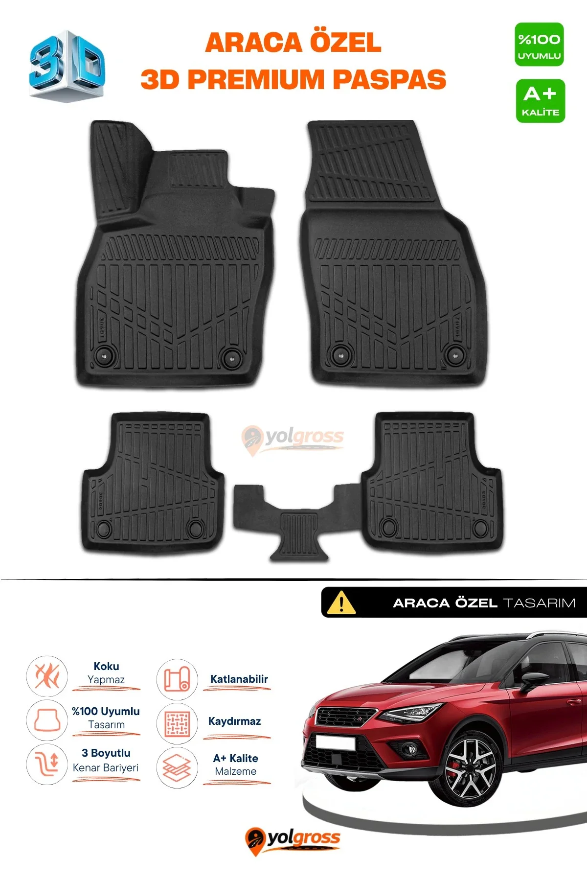 Seat Arona 3D Pro Havuzlu Paspas 2017 Üzeri A+ Kalite