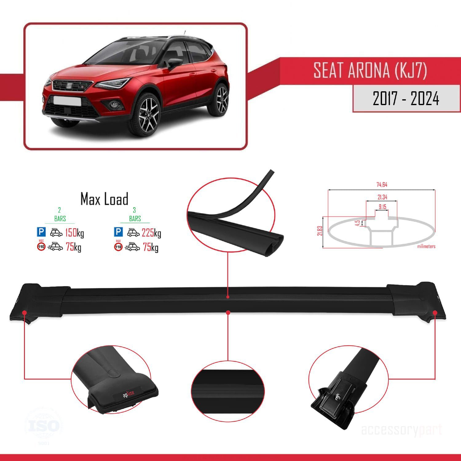 Seat Arona (KJ7) 2017 ve Sonrası ile Uyumlu FLY Model Ara Atkı Ta Seat Arona (KJ7) 2017 ve Sonrası ile Uyumlu FLY Model Ara Atkı Ta