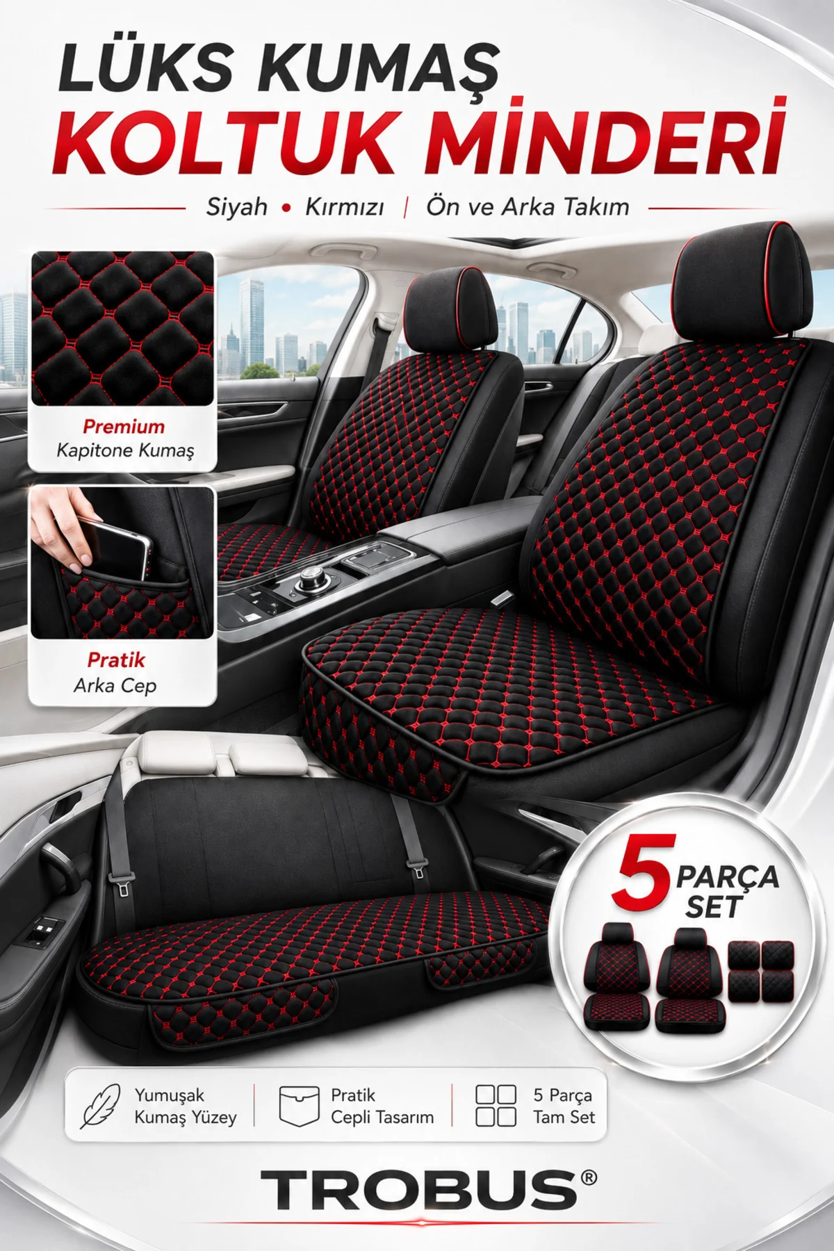 Seat Arona Uyumlu 5 Parça Kapitone Desen Kumaş Koltuk Minderi Fiyatı, Yorumları ve Özellikleri