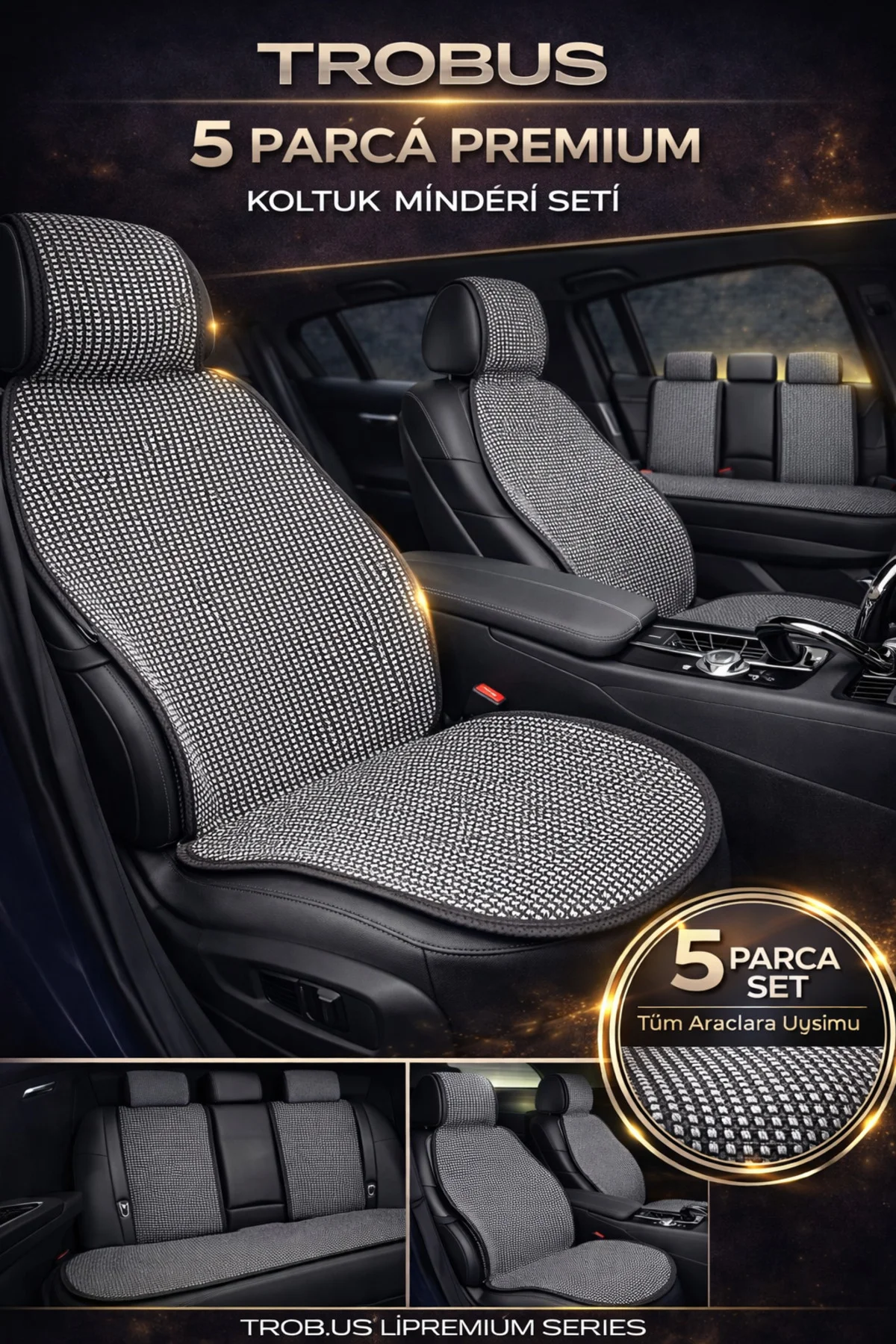 Seat Ateca 2016 ve Sonrası Uyumlu Premium Örme 5 Parça Minder Gri