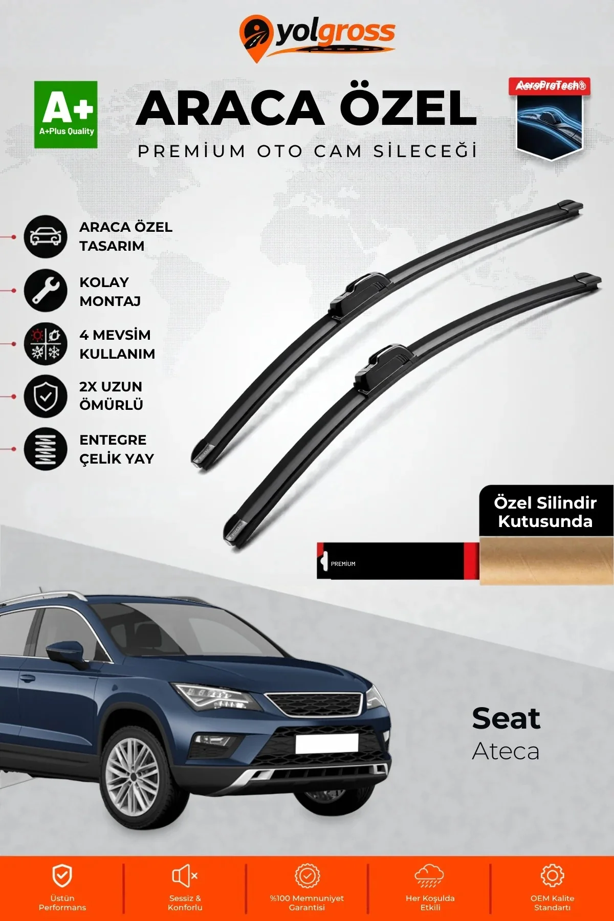 Seat Ateca Ön Cam Silecek Seti 2016 Üzeri Premium Araca Özel 65-45 Cm A+ Kalite