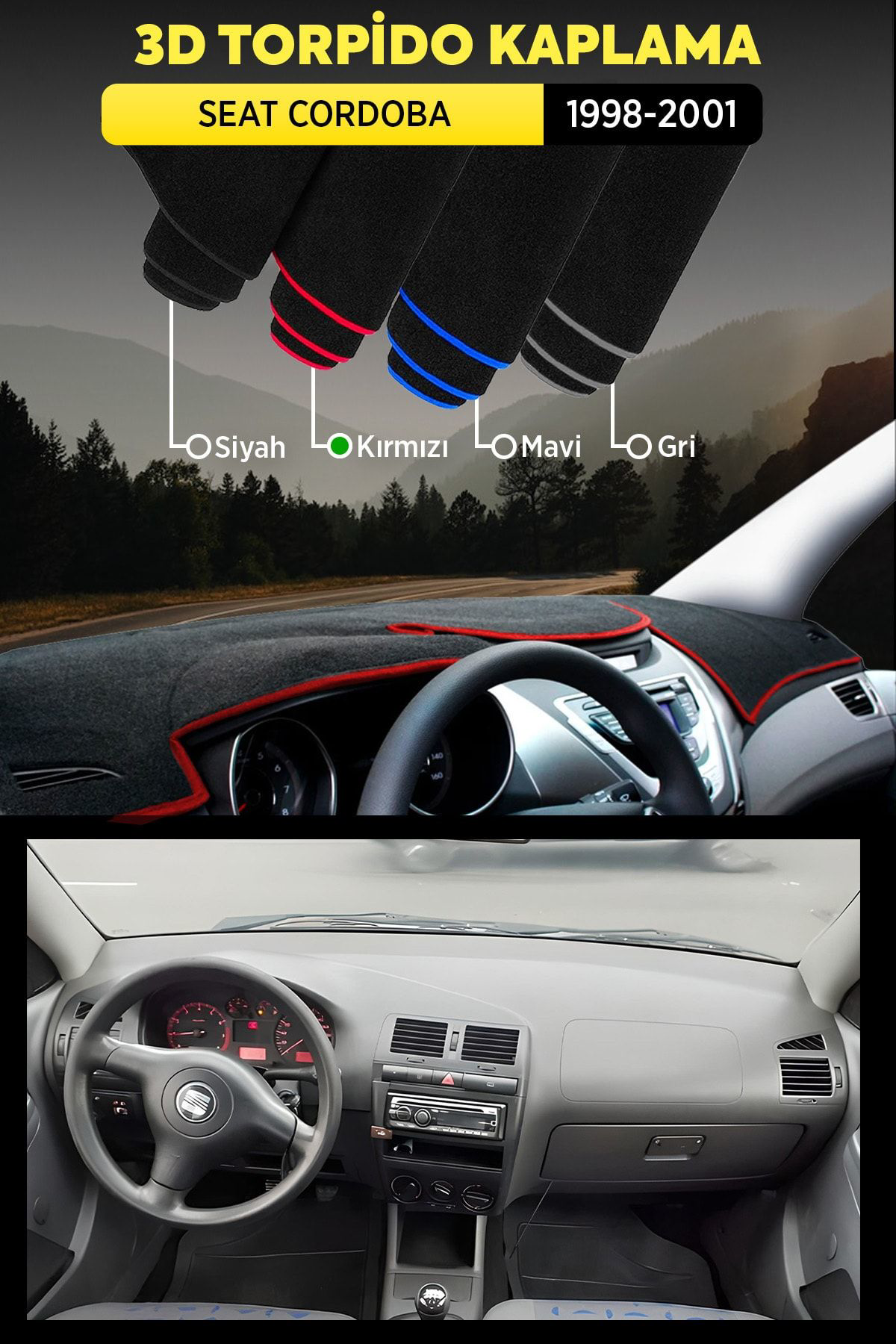 Seat Cordoba (1998-2001) 3d Torpido Koruma Kılıfı - Ön Göğüs Kapl