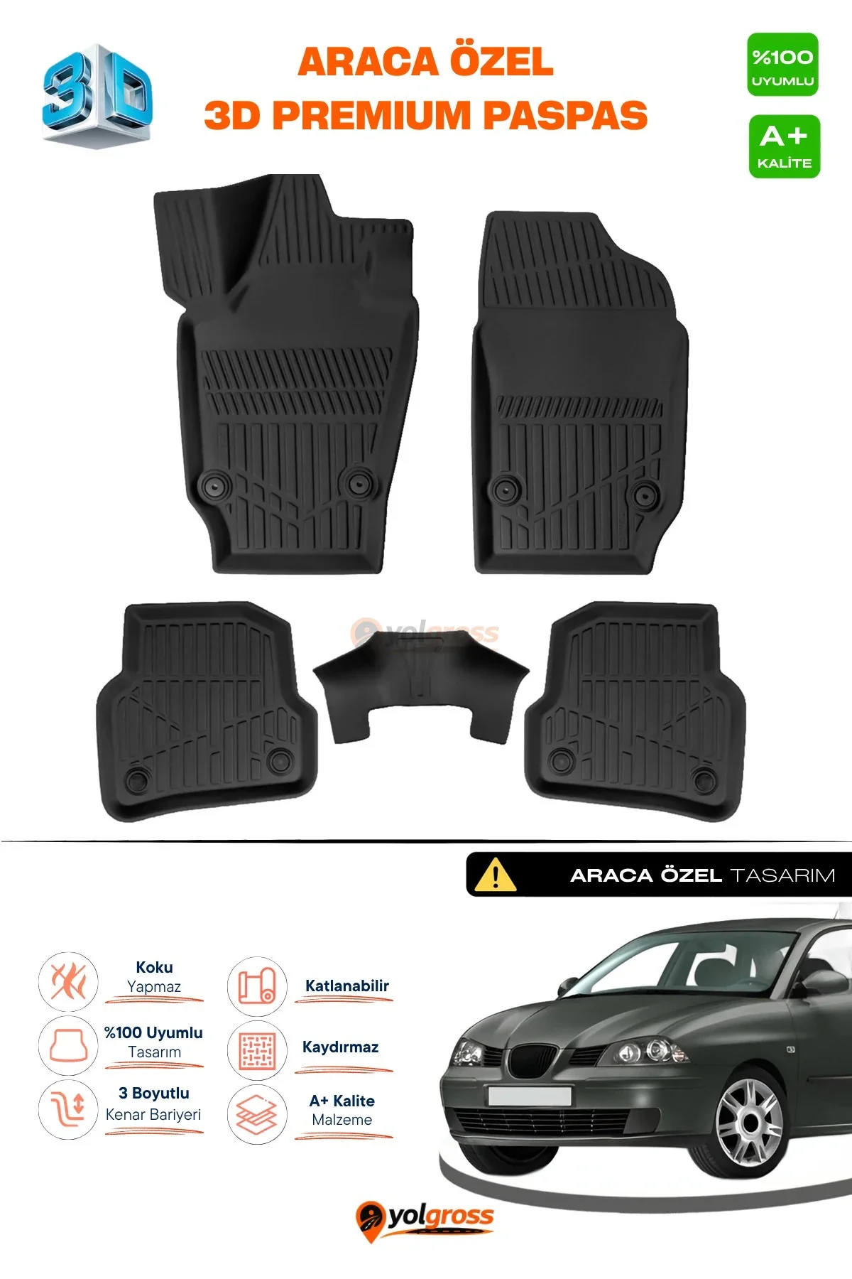 Seat Cordoba 3D Pro Havuzlu Paspas 2004-2009 A+ Kalite