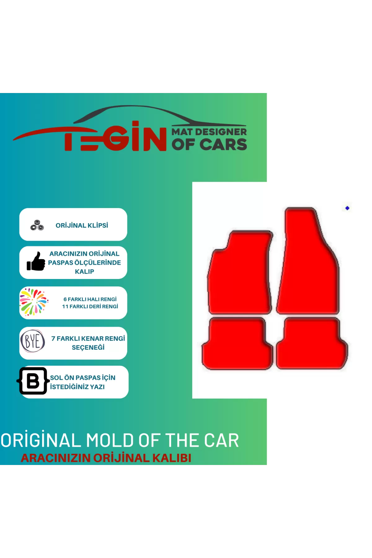 Seat Exeo 2008 + Prime Gri Halı Kırmızı Kenar Halı Paspas