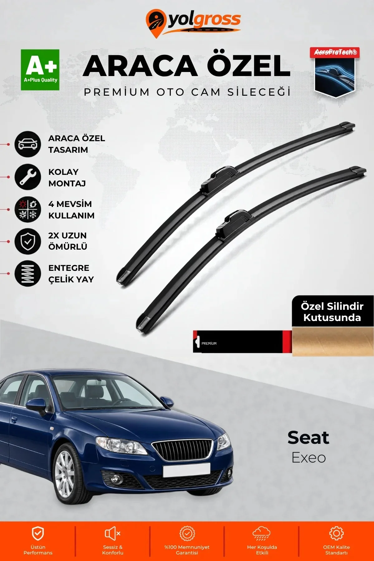 Seat Exeo Ön Cam Silecek Seti 2008-2014 Premium Araca Özel 55-55 Cm A+ Kalite