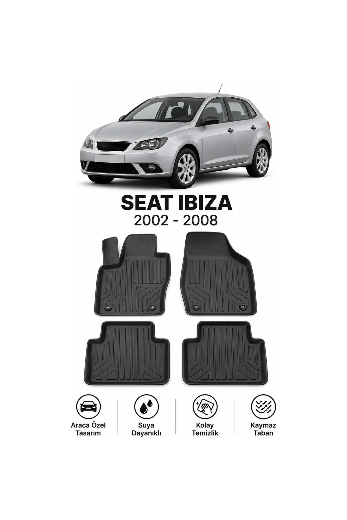 Seat Ibiza 2002-2008 Karbon Desenli Premium 3D Havuzlu Oto Paspas Seat Ibiza 2002-2008 Karbon Desenli Premium 3D Havuzlu Oto Paspas