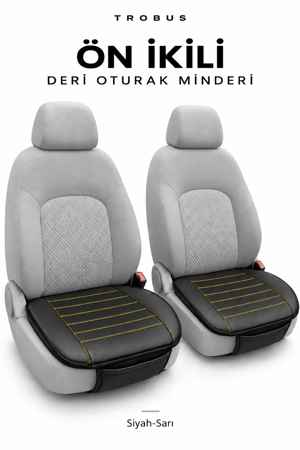 Seat Ibiza 2008+ Çizgili Suni Deri Su Geçirmez 3'lü Oturak Minderi Siyah Sarı Seat Ibiza 2008+ Çizgili Suni Deri Su Geçirmez 3'lü Oturak Minderi Siyah Sarı - Görsel 2