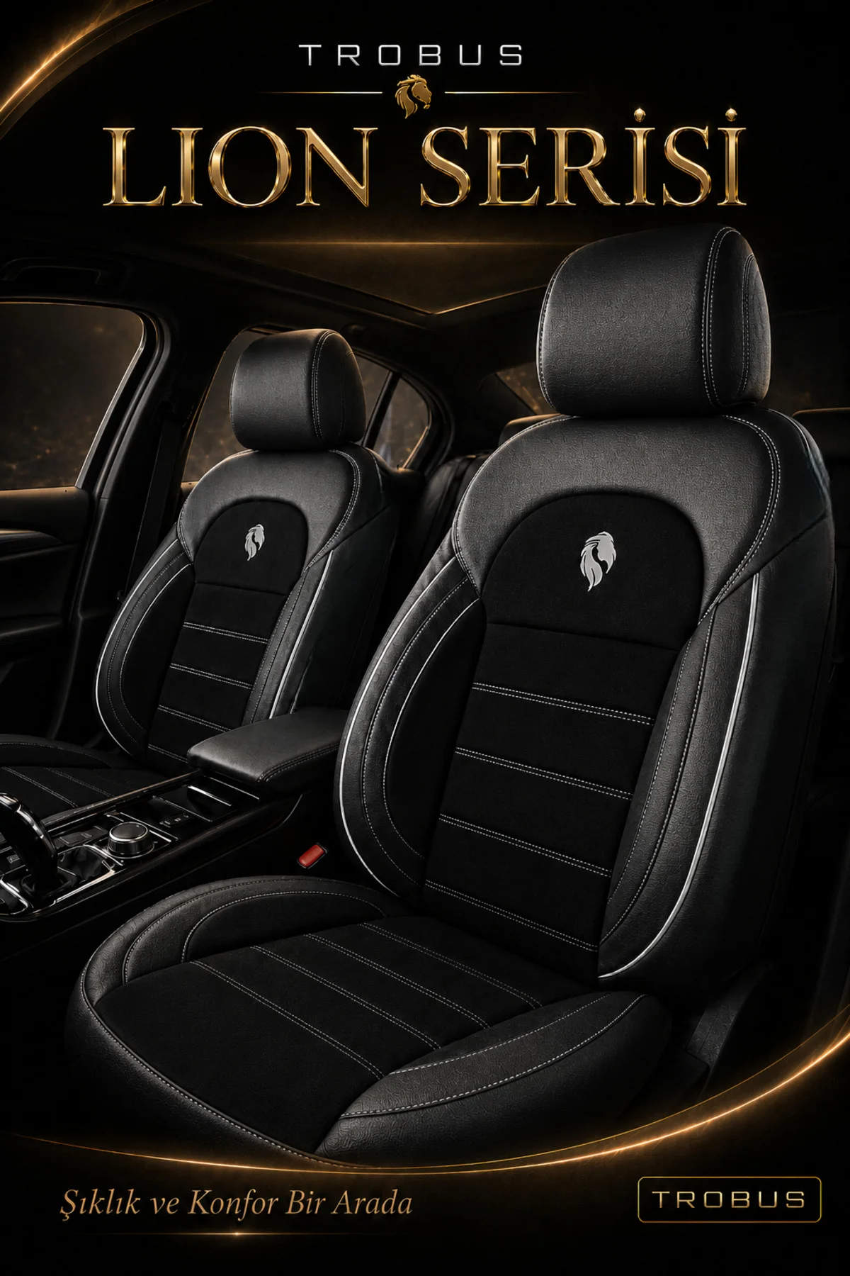 Seat Ibiza 2008+ Uyumlu Lion Serisi Tay Tüyü Siyah Beyaz Premium Koltuk Kılıfı