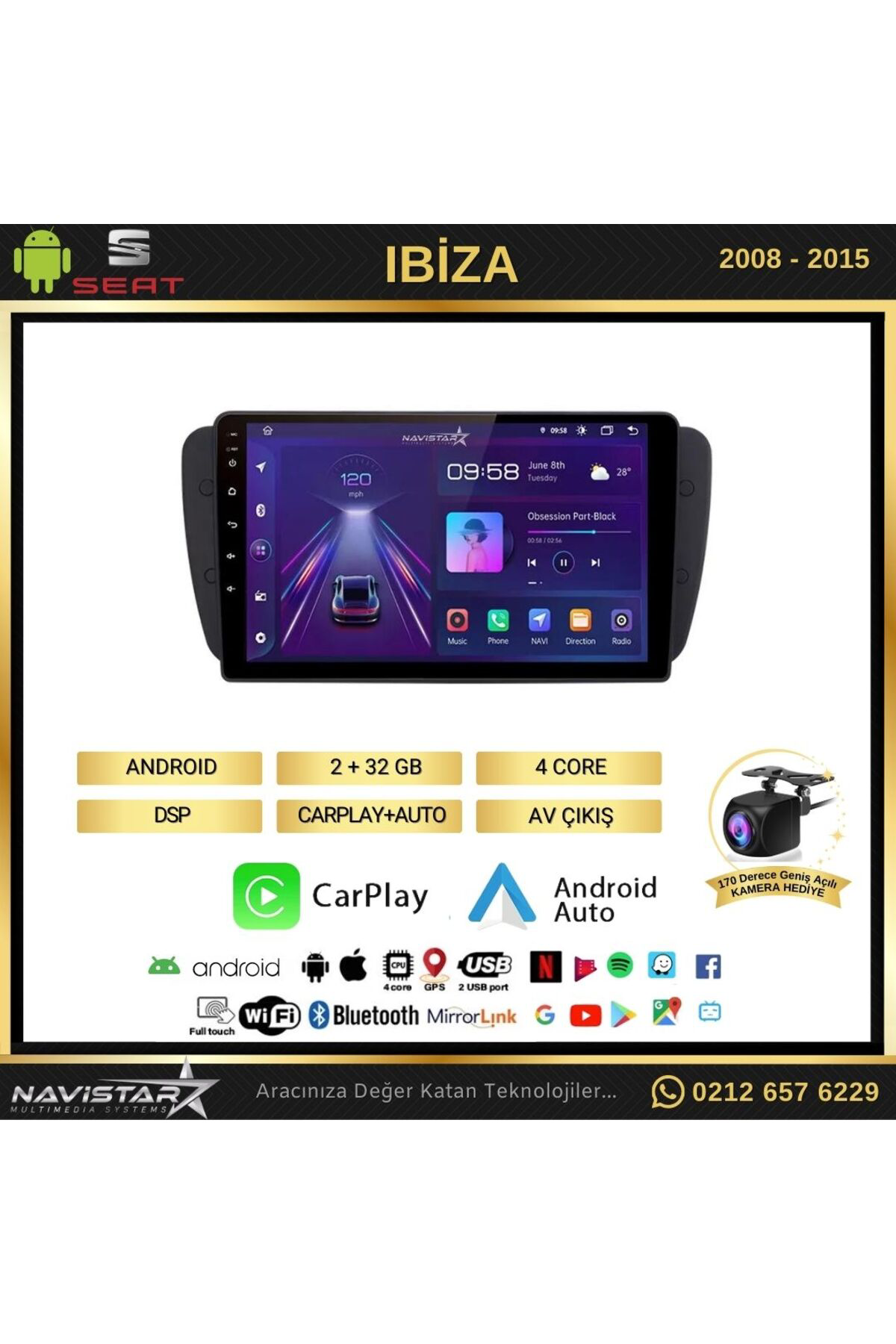 Seat Ibiza 20082015 Model 2gb 64gb Android 13 Kablosuz Carplay Na Seat Ibiza 20082015 Model 2gb 64gb Android 13 Kablosuz Carplay Na