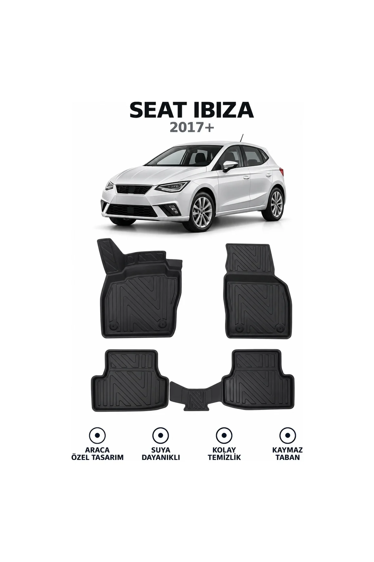 Seat Ibiza 2017 Sonrası Karbon Desenli Premium 3D Havuzlu Oto Paspas
