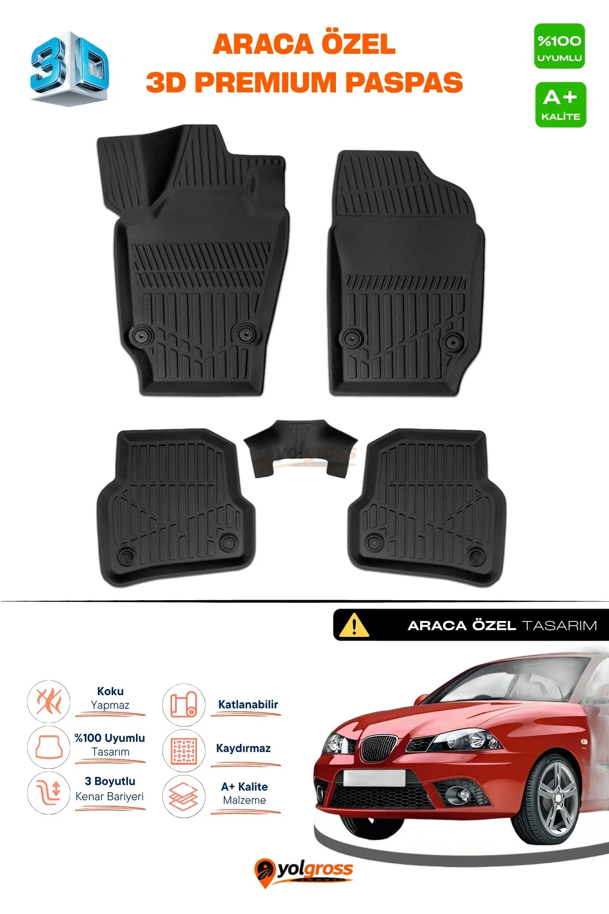 Seat Ibiza 3D Pro Havuzlu Paspas 2008-2017 A+ Kalite