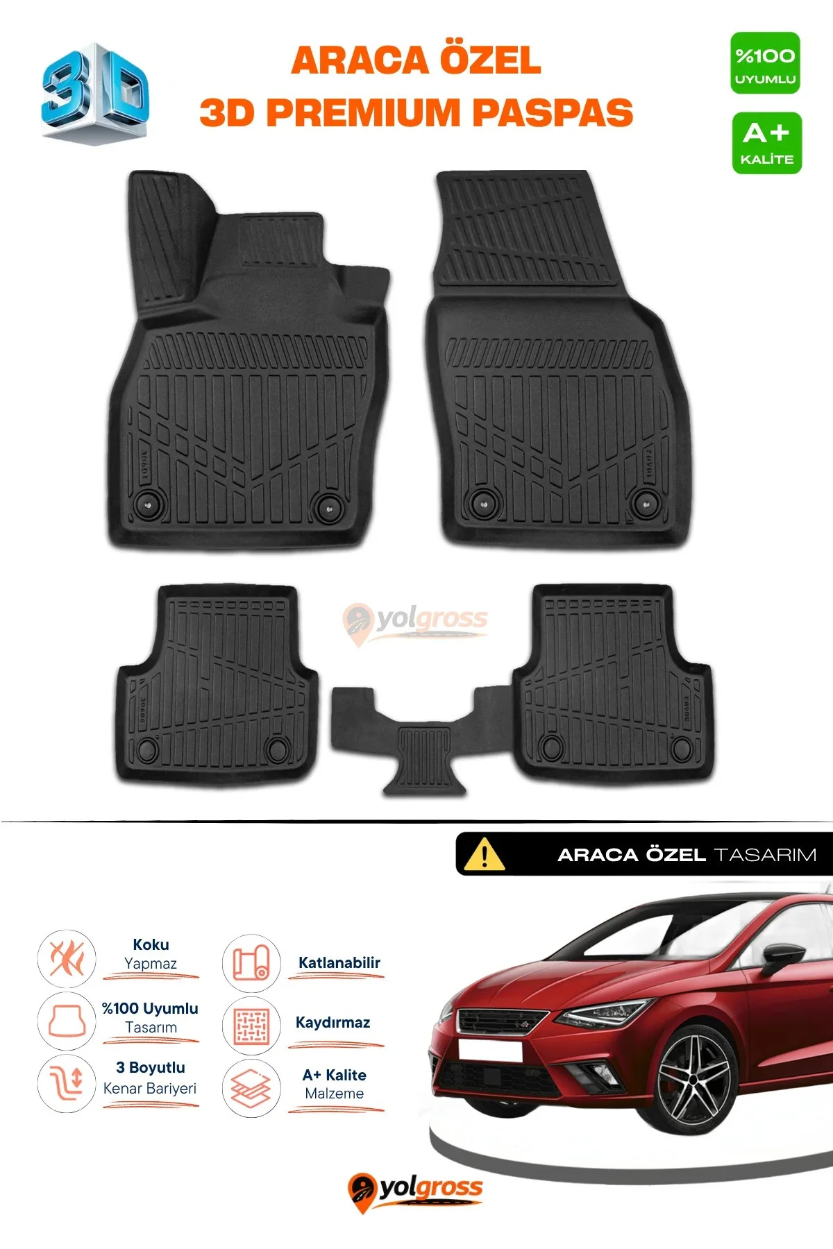 Seat Ibiza 3D Pro Havuzlu Paspas 2017 Üzeri A+ Kalite