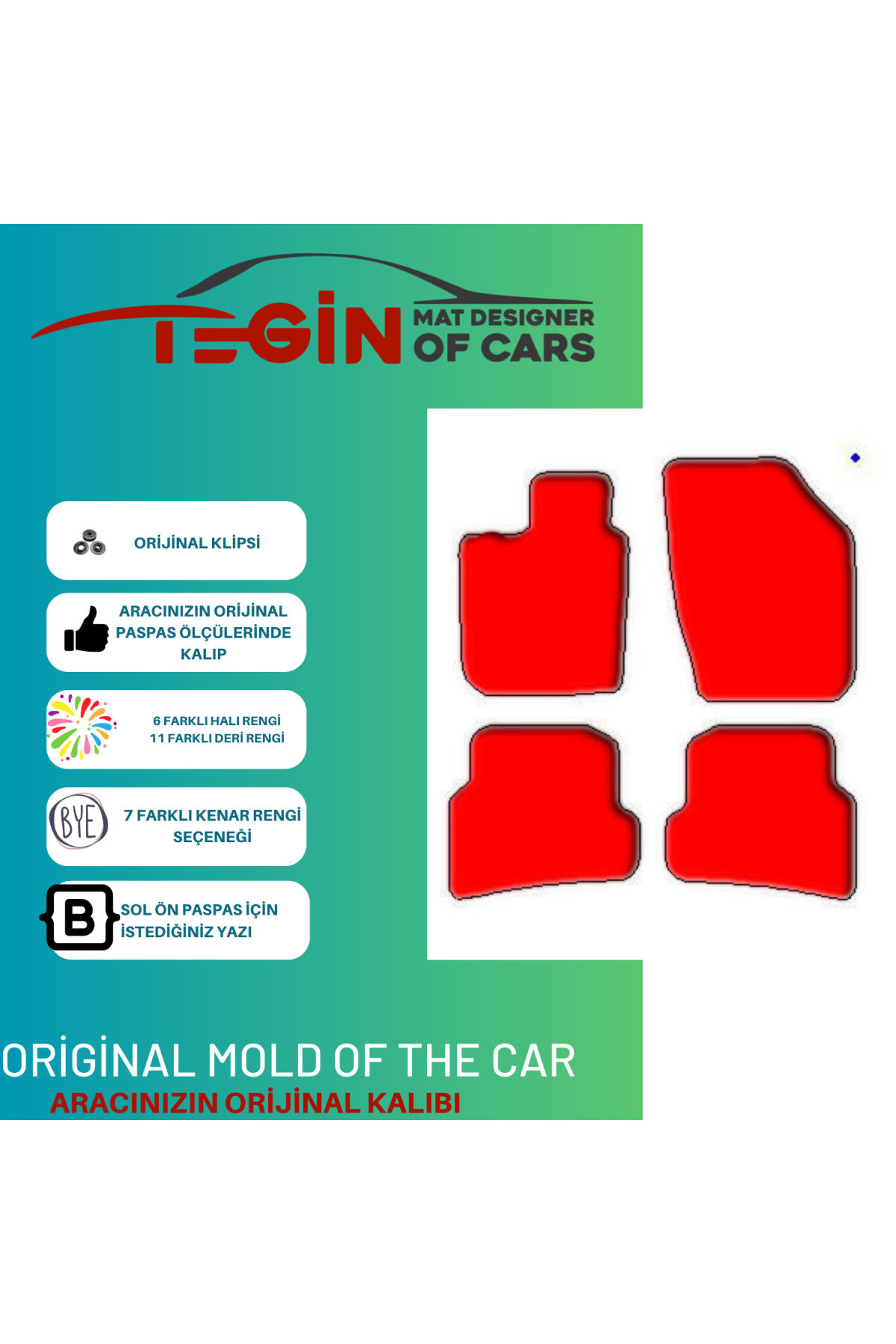 Seat Ibiza 6j 2008-2017 Prime Siyah Deri Mavi Kenar Paspas