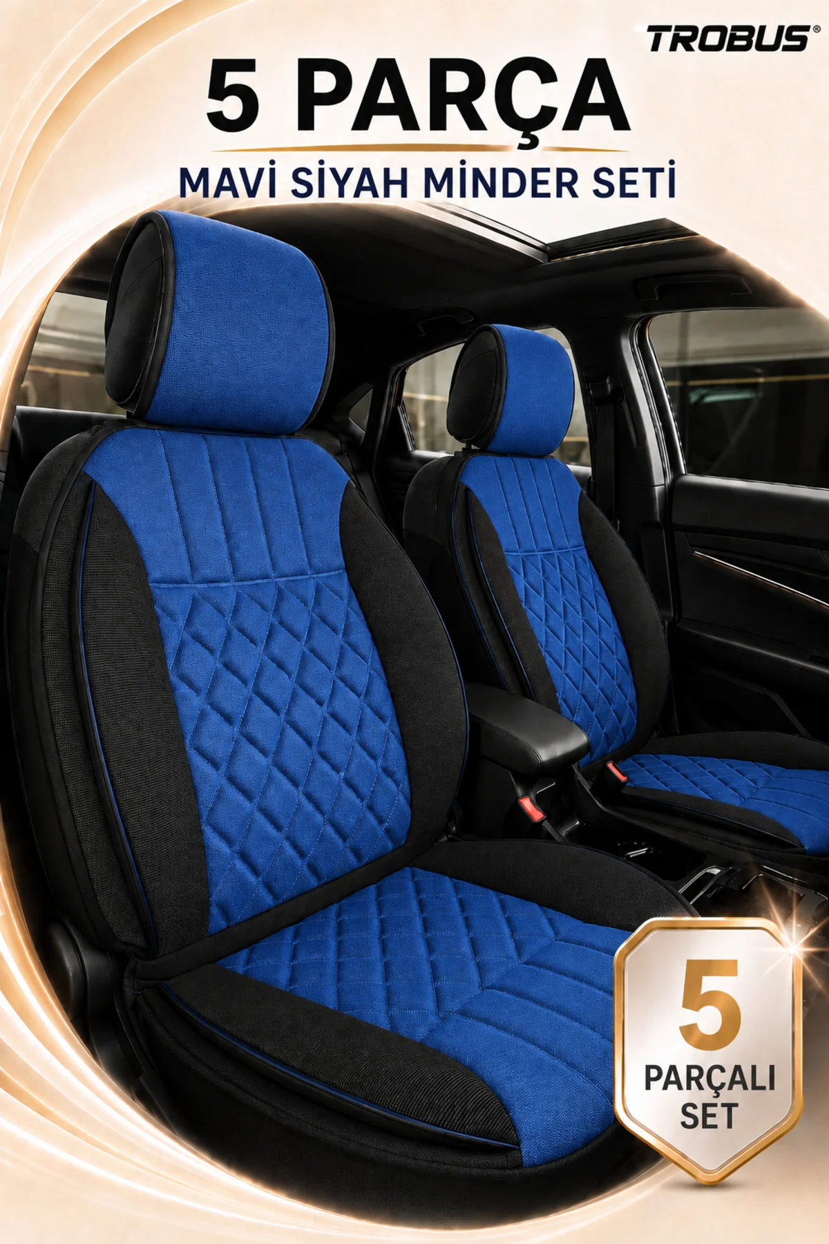 Seat İbiza 6L 5 Kapı 2002-2009 Uyumlu Zerafet 5 Parça Ortopedik Oto Koltuk Minderi Mavi - Siyah Fiyatı, Yorumları ve Özellikleri