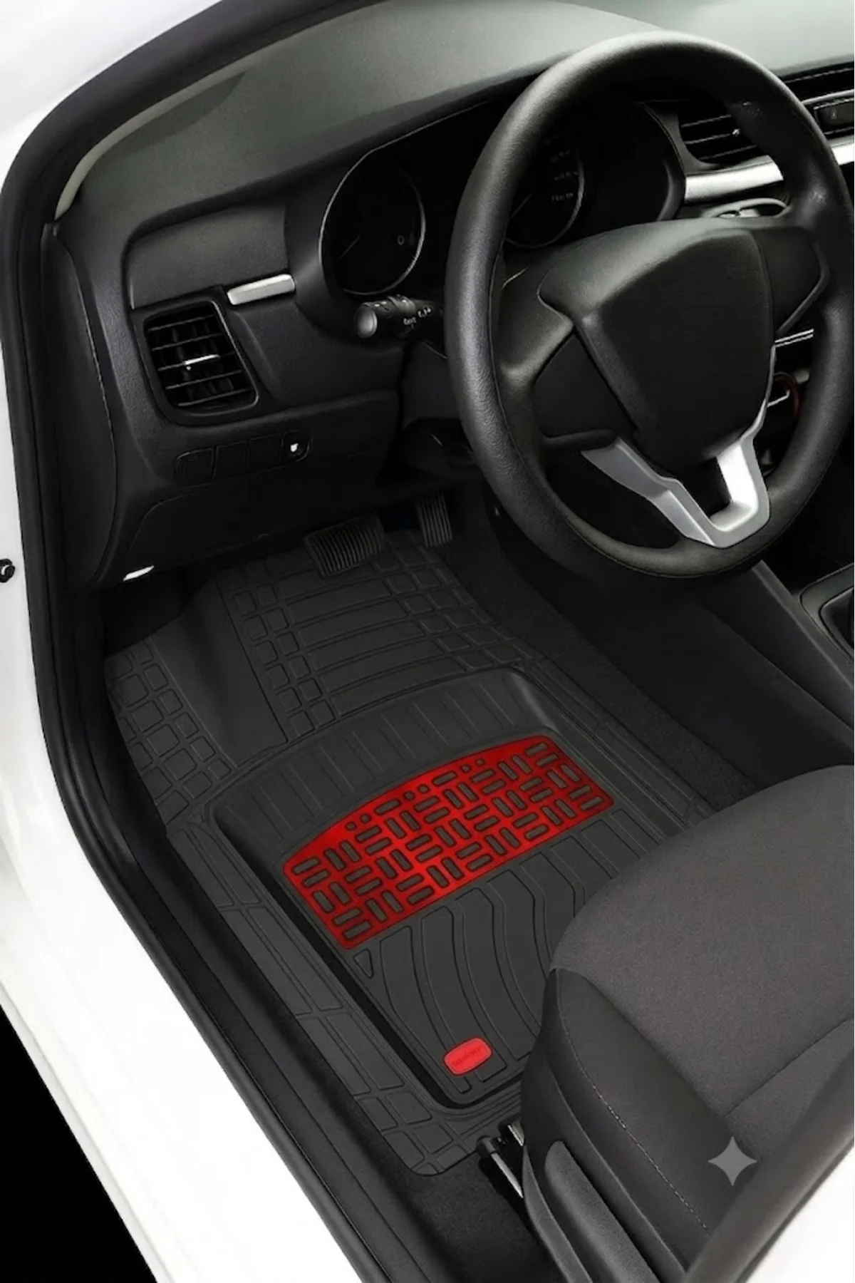 Seat İbiza HB 2022 Uyumlu 4 Cm Derin Havuzlu 3D Universal Oto Paspas Siyah-Kırmızı