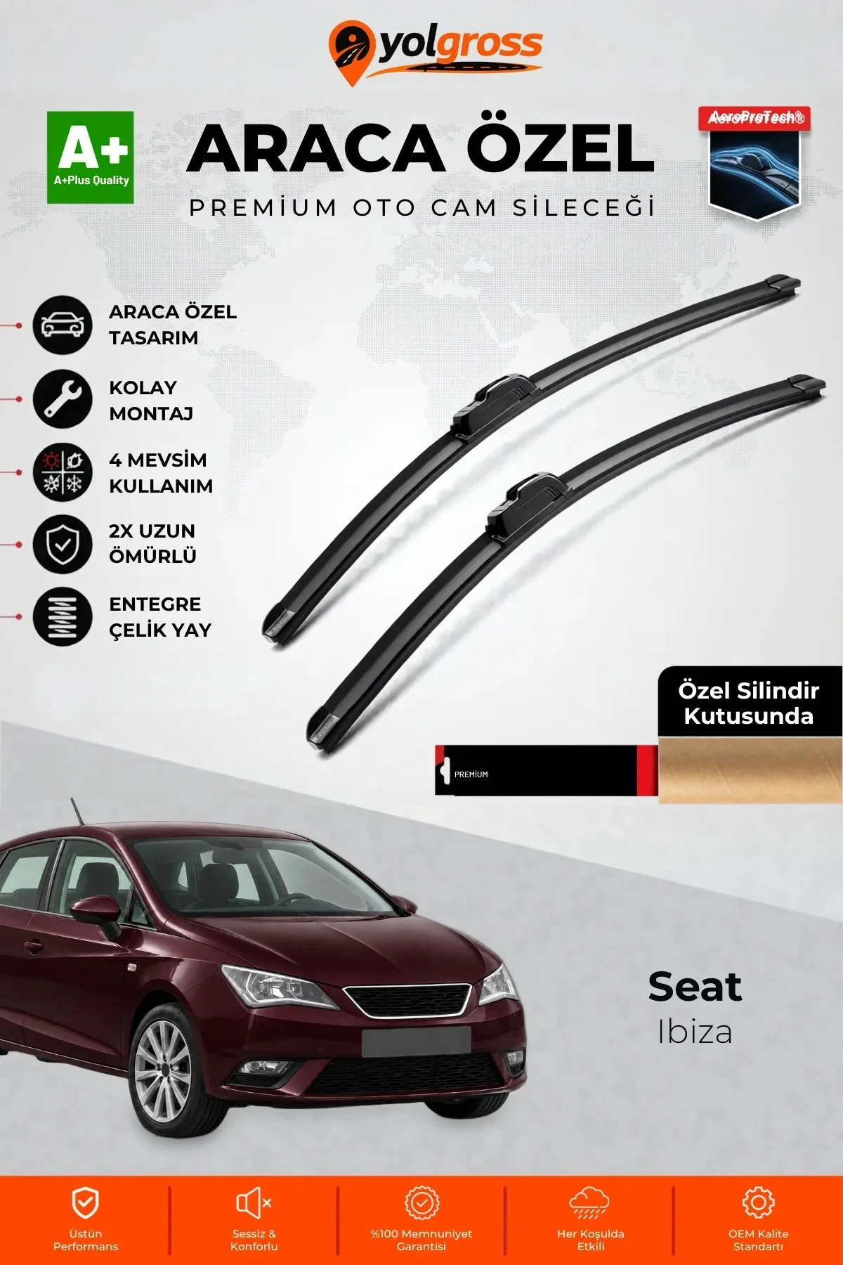 Seat Ibiza Ön Cam Silecek Seti 2012-2017 Premium Araca Özel 60-40 Cm A+ Kalite Seat Ibiza Ön Cam Silecek Seti 2012-2017 Premium Araca Özel 60-40 Cm A+ Kalite