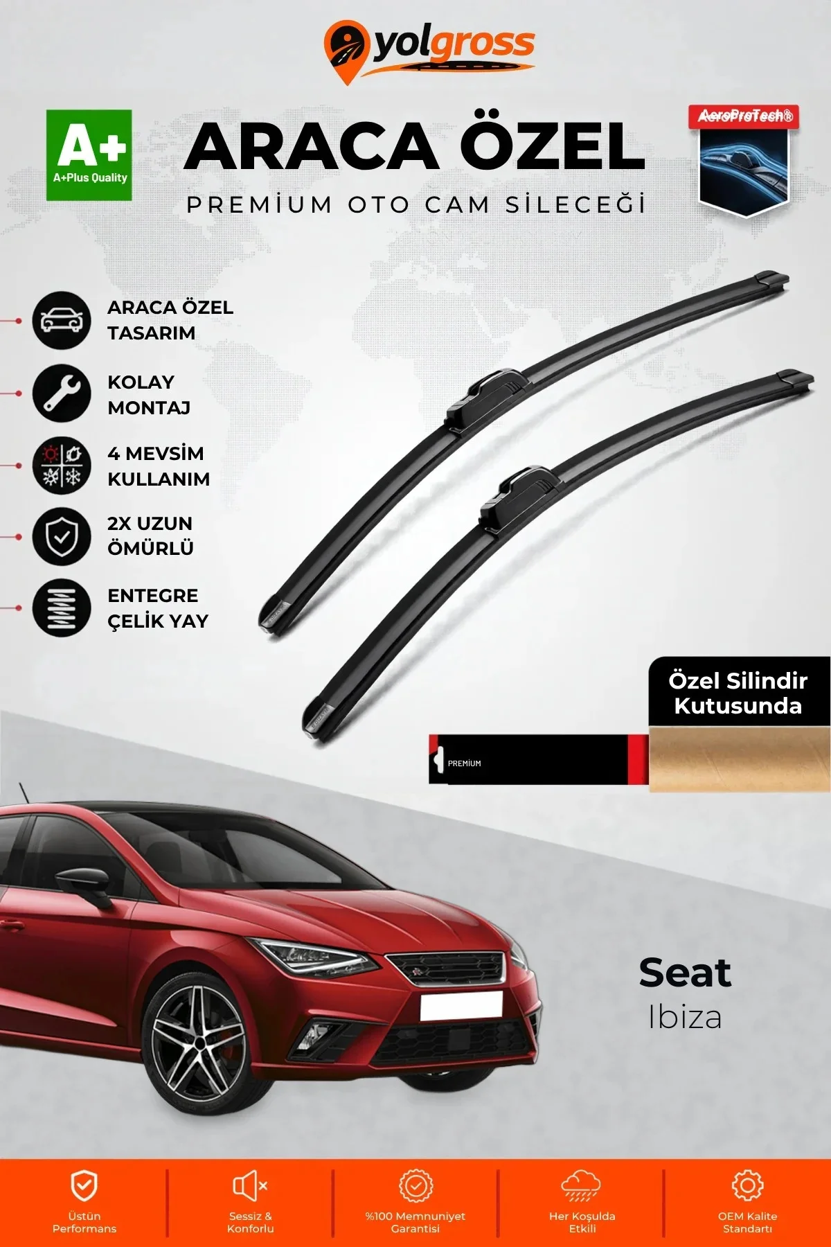 Seat Ibiza Ön Cam Silecek Seti 2017 Üzeri Premium Araca Özel 65-40 Cm A+ Kalite