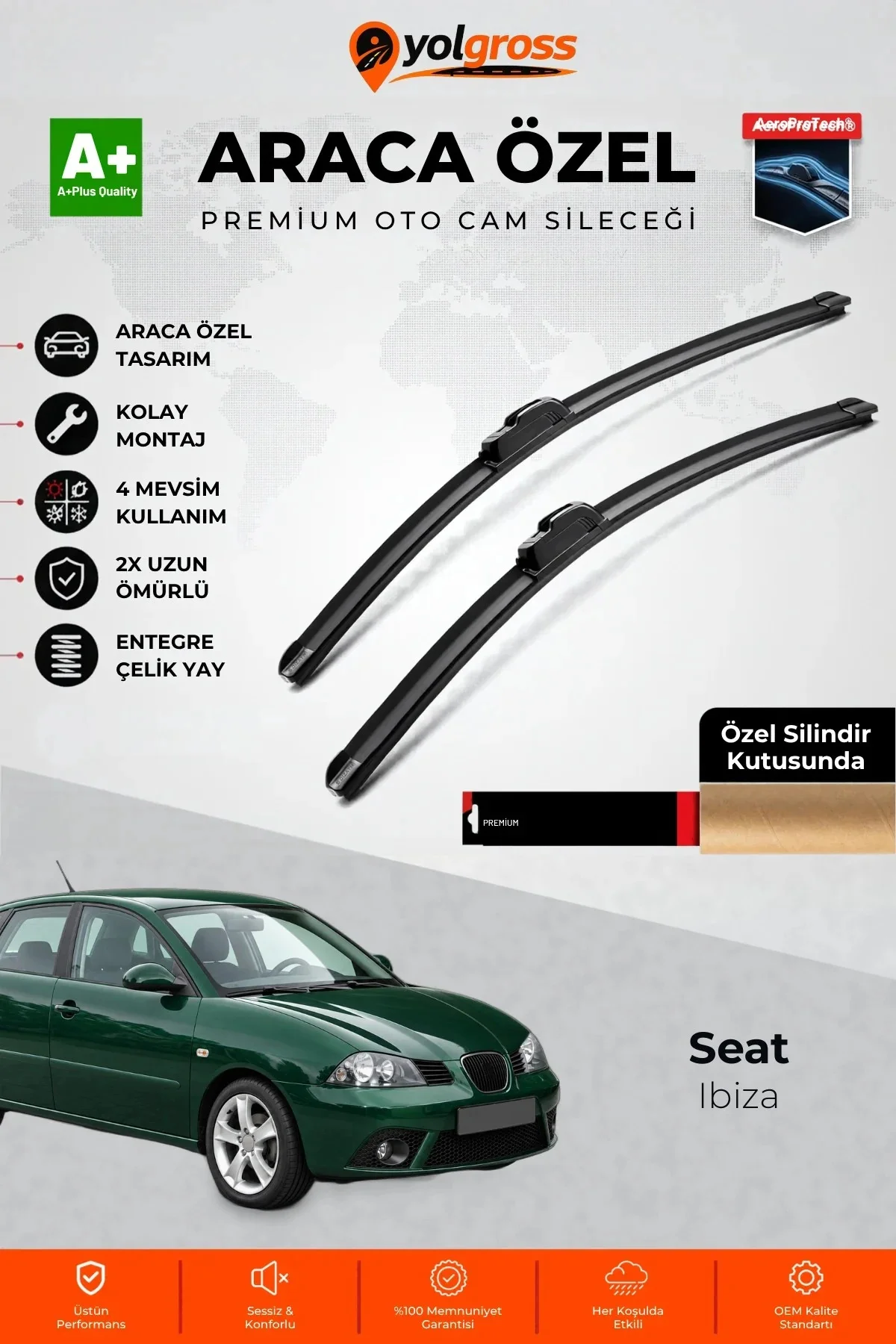 Seat Ibiza Ön Cam Silecek Seti 2006-2008 Premium Araca Özel 53-48 Cm A+ Kalite