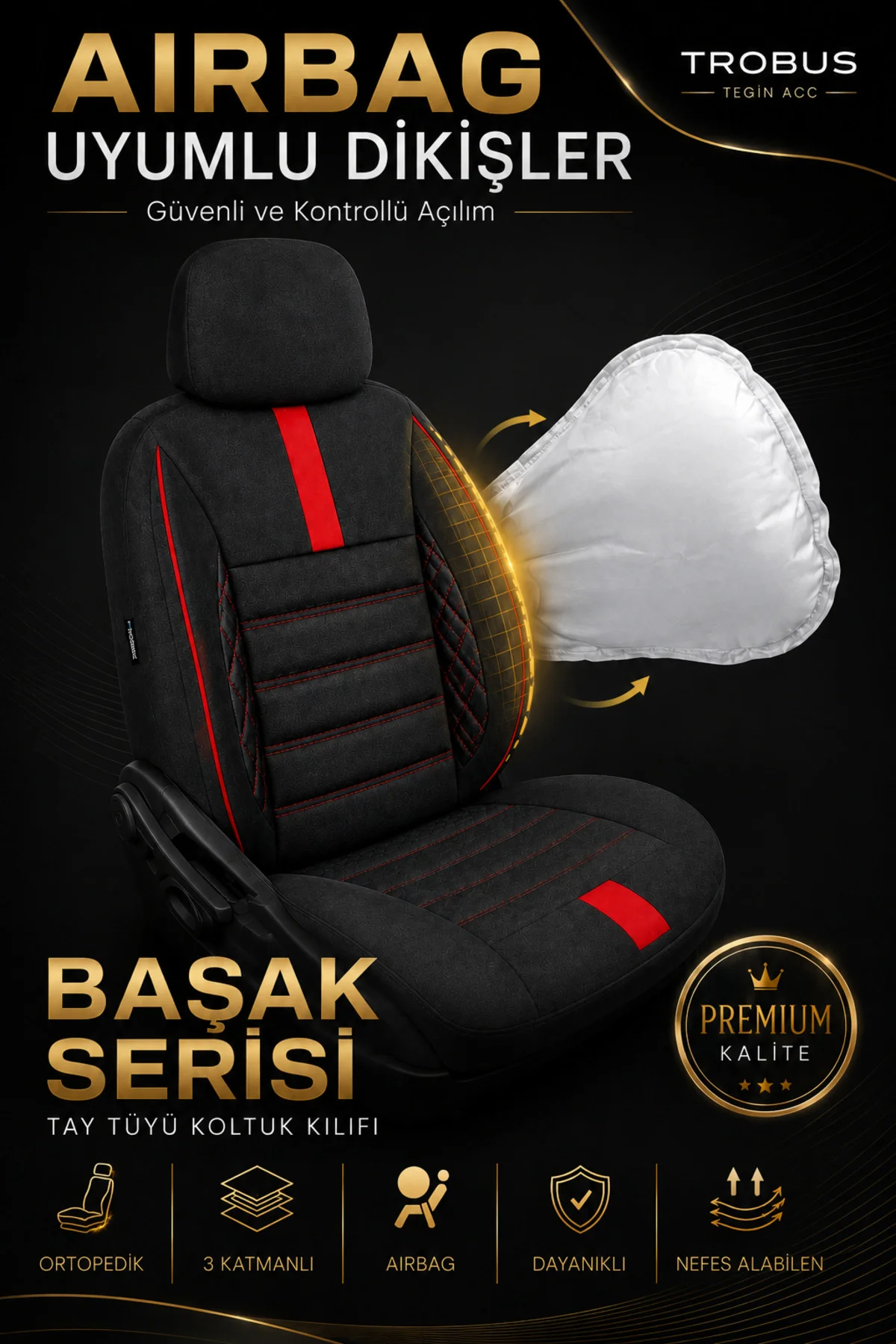 Seat Ibiza Oto Koltuk Kılıfı 2009 2010 2011 2012 Kırmızı Başak Serisi Tay Tüyü Tam Set