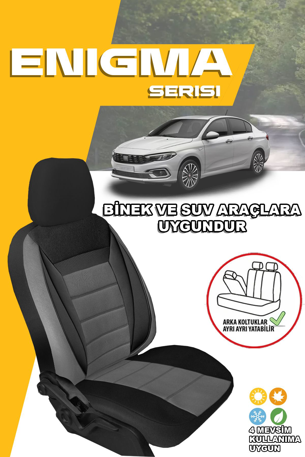 SEAT IBIZA SW 2015-2017Uyumlu Oto Koltuk Kılıfı Enigma Serisi - F