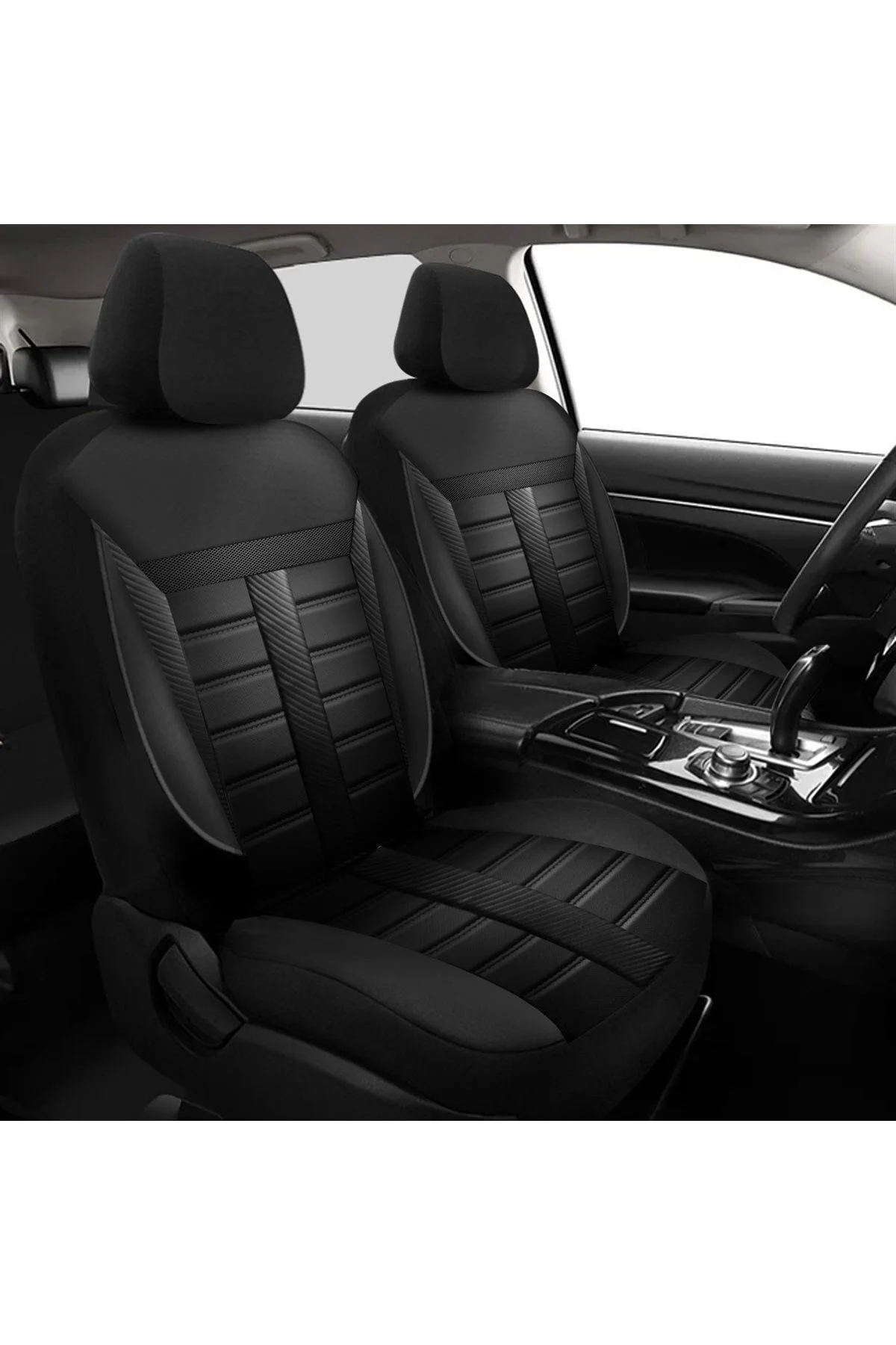 Seat Ibiza Uyumlu Koltuk Kılıfı Talos Serisi Carbon Deri - Siyah