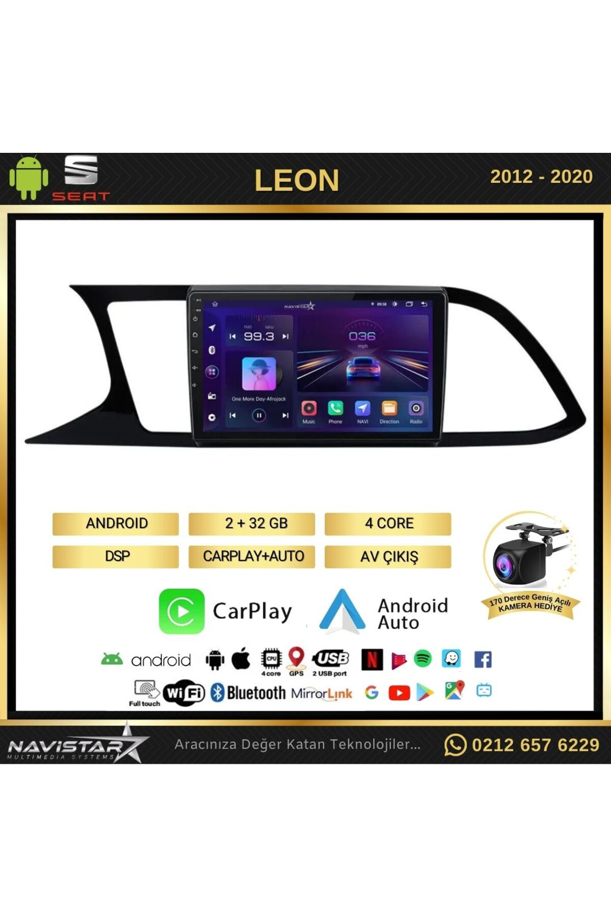 Seat Leon 2 64gb Kablosuz Carplay 2012-2020 Android 13 Navigasyon Seat Leon 2 64gb Kablosuz Carplay 2012-2020 Android 13 Navigasyon