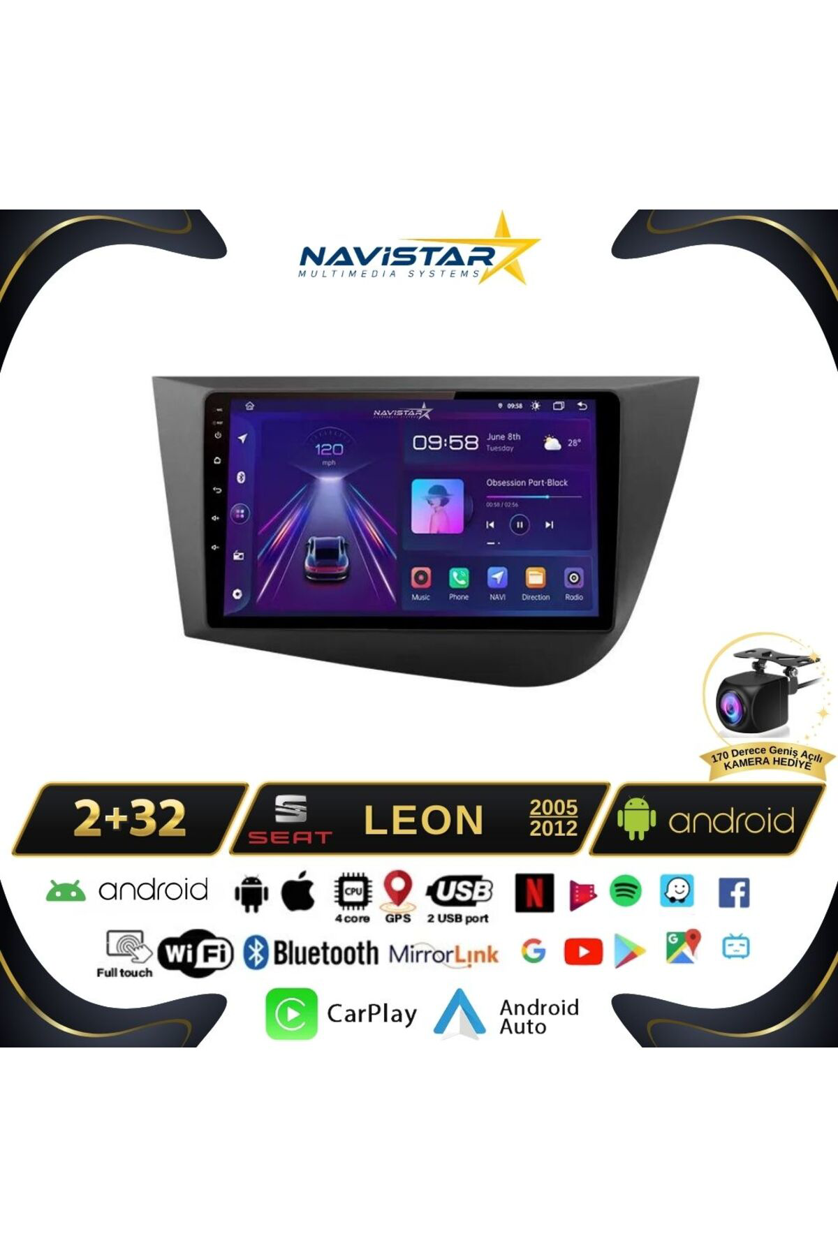 Seat Leon 2005-2012 Model 2gb 64gb Android 13 Kablosuz Carplay Na