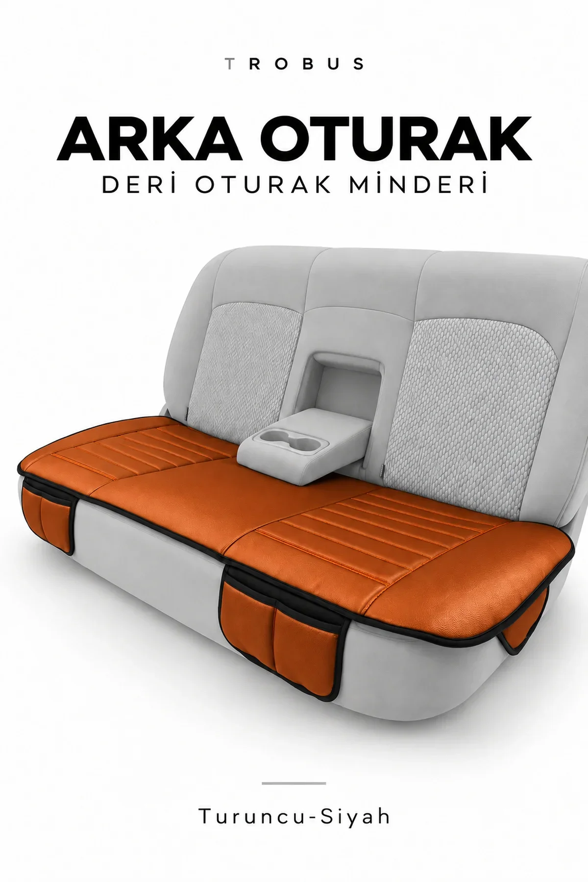 Seat Leon 2005+ Çizgili Suni Deri Su Geçirmez 3'lü Oturak Minderi Taba - Görsel 3