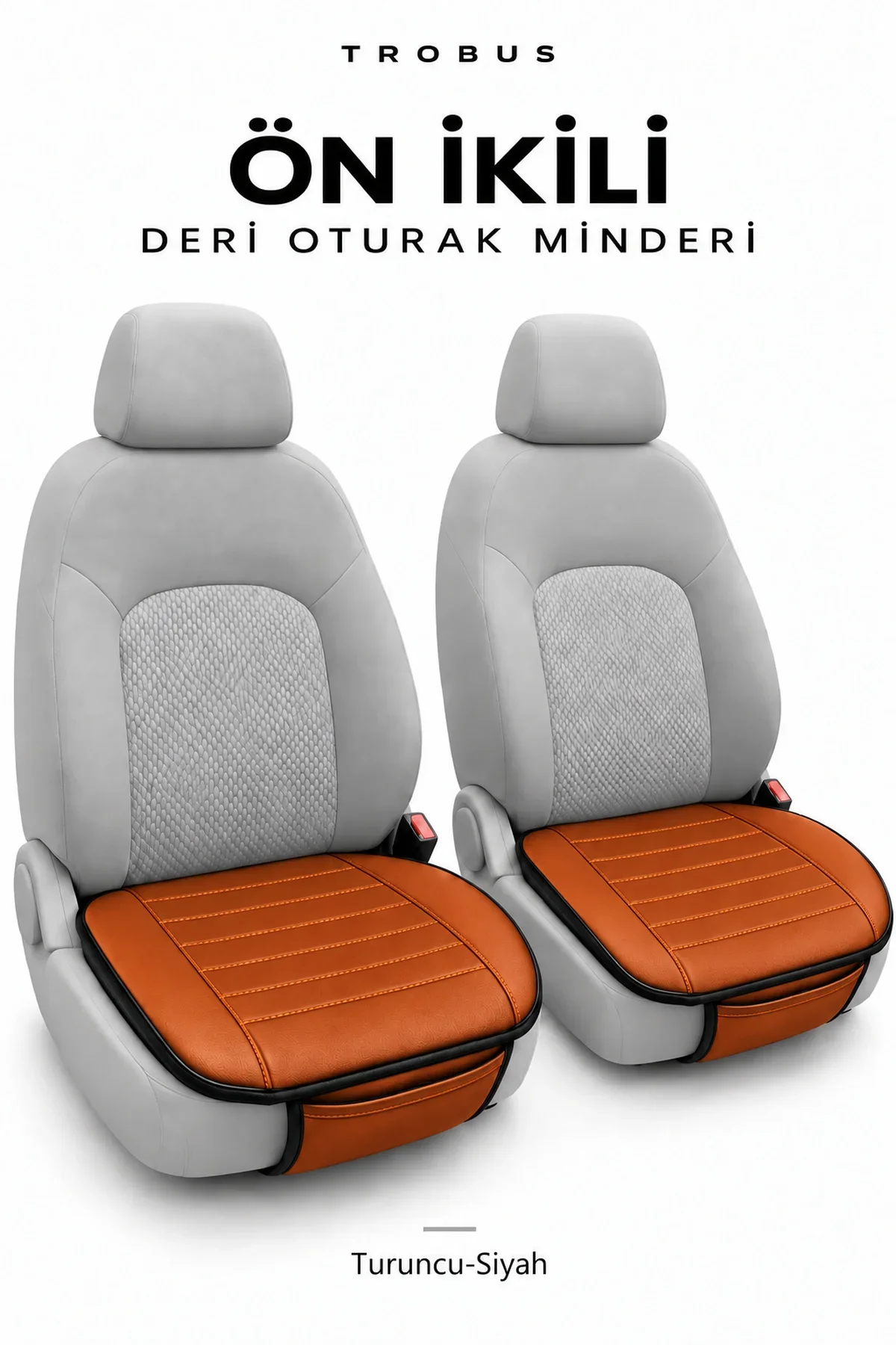 Seat Leon 2005+ Çizgili Suni Deri Su Geçirmez 3'lü Oturak Minderi Taba - Görsel 2