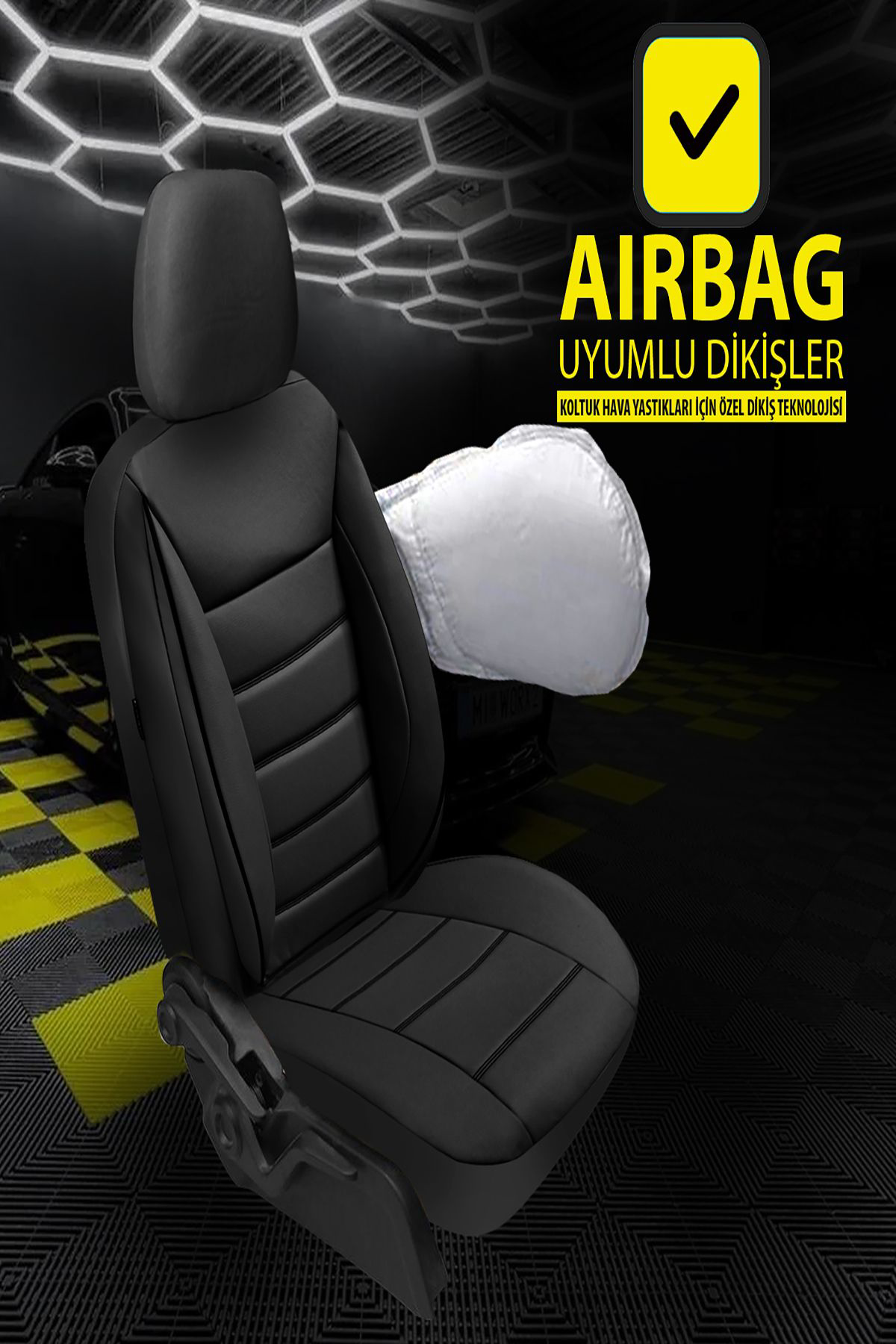 Nice Shop Seat Leon 2006-2013 Uyumlu Oto Koltuk Kilifi Chaotic Serisi Deri - Siyah