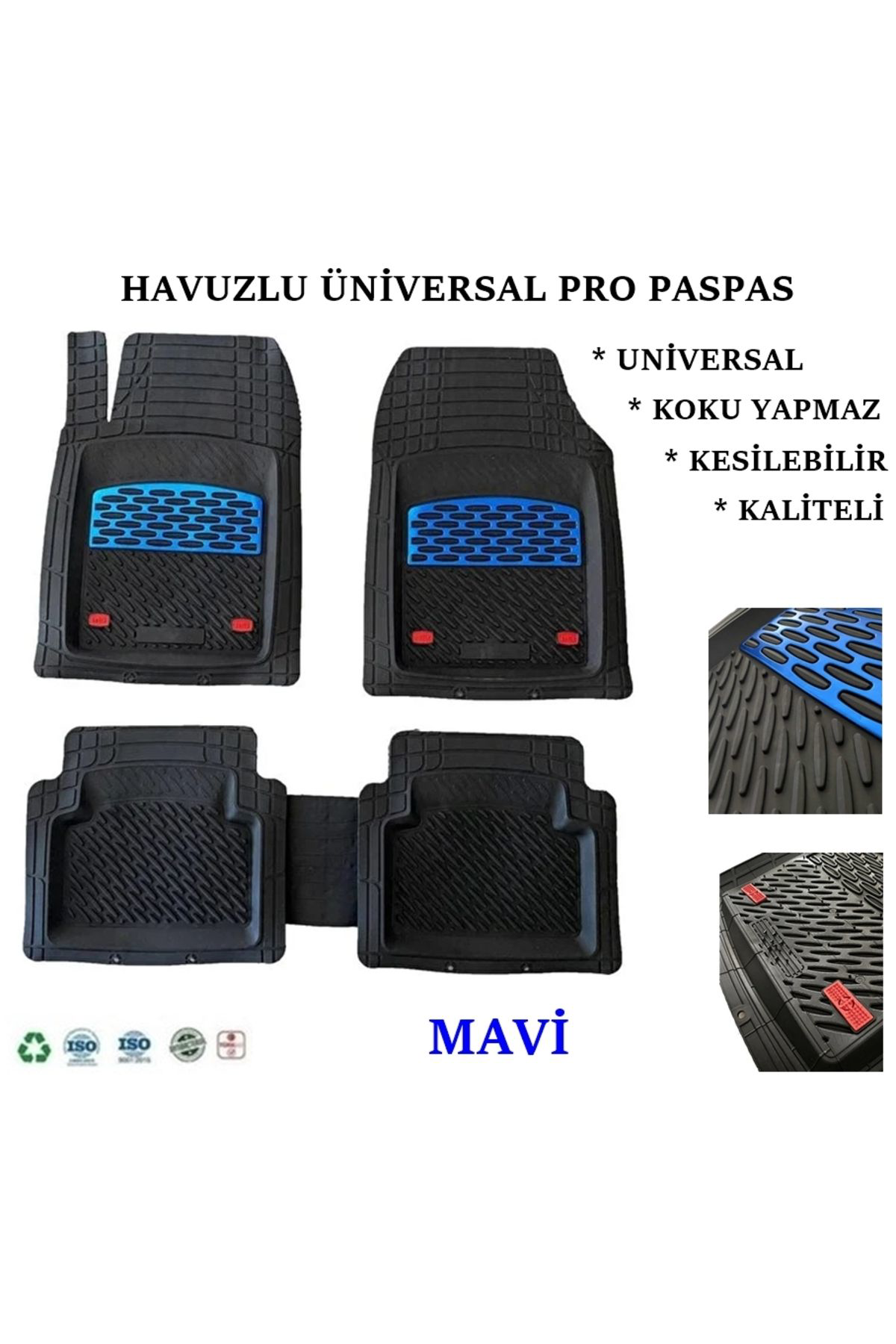 Zeyno Ticaret Seat Leon 2018 Uyumlu Havuzlu Üniversal Maxi Paspas Mavi - Siyah
