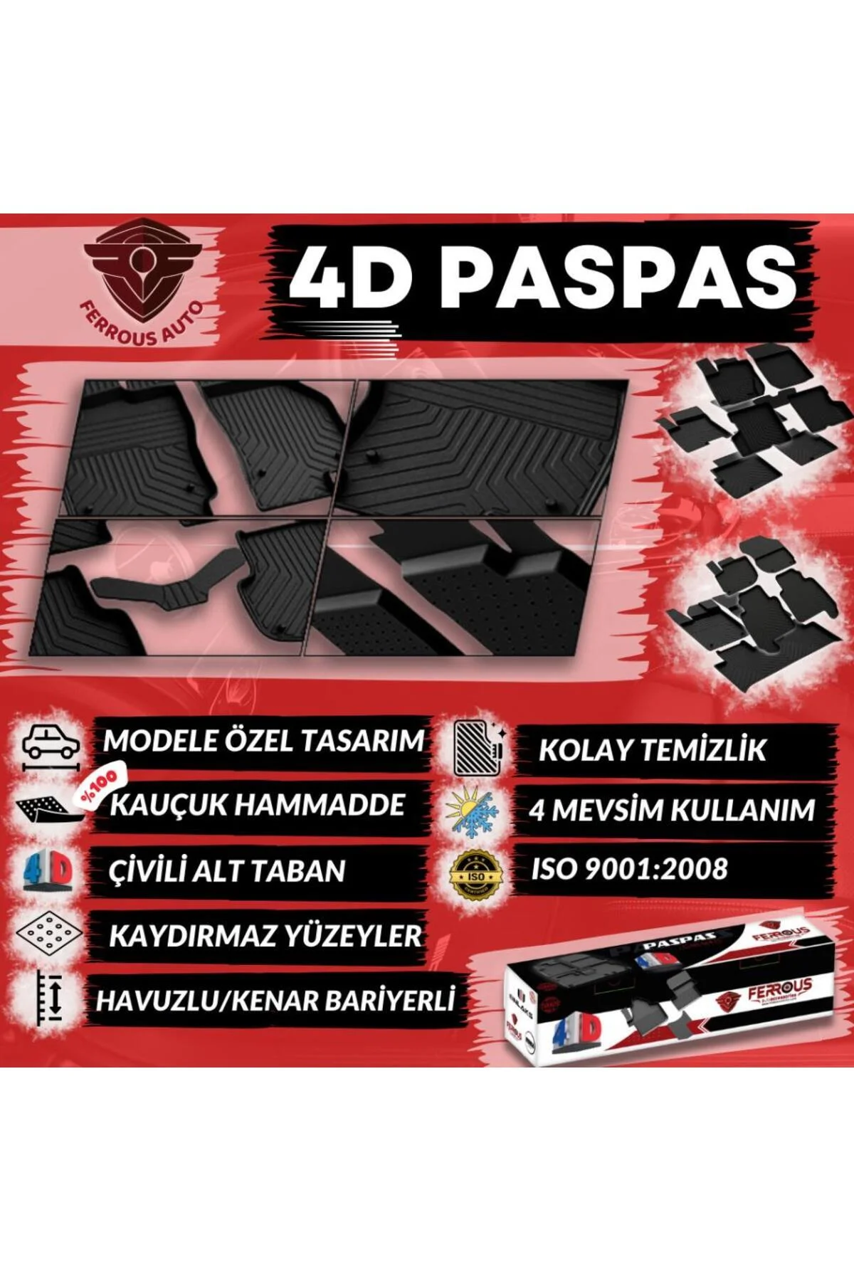 Seat Leon 3 Ferrous 4D Havuzlu Kauçuk Paspas 2013 2020 Seat Leon 3 Ferrous 4D Havuzlu Kauçuk Paspas 2013 2020