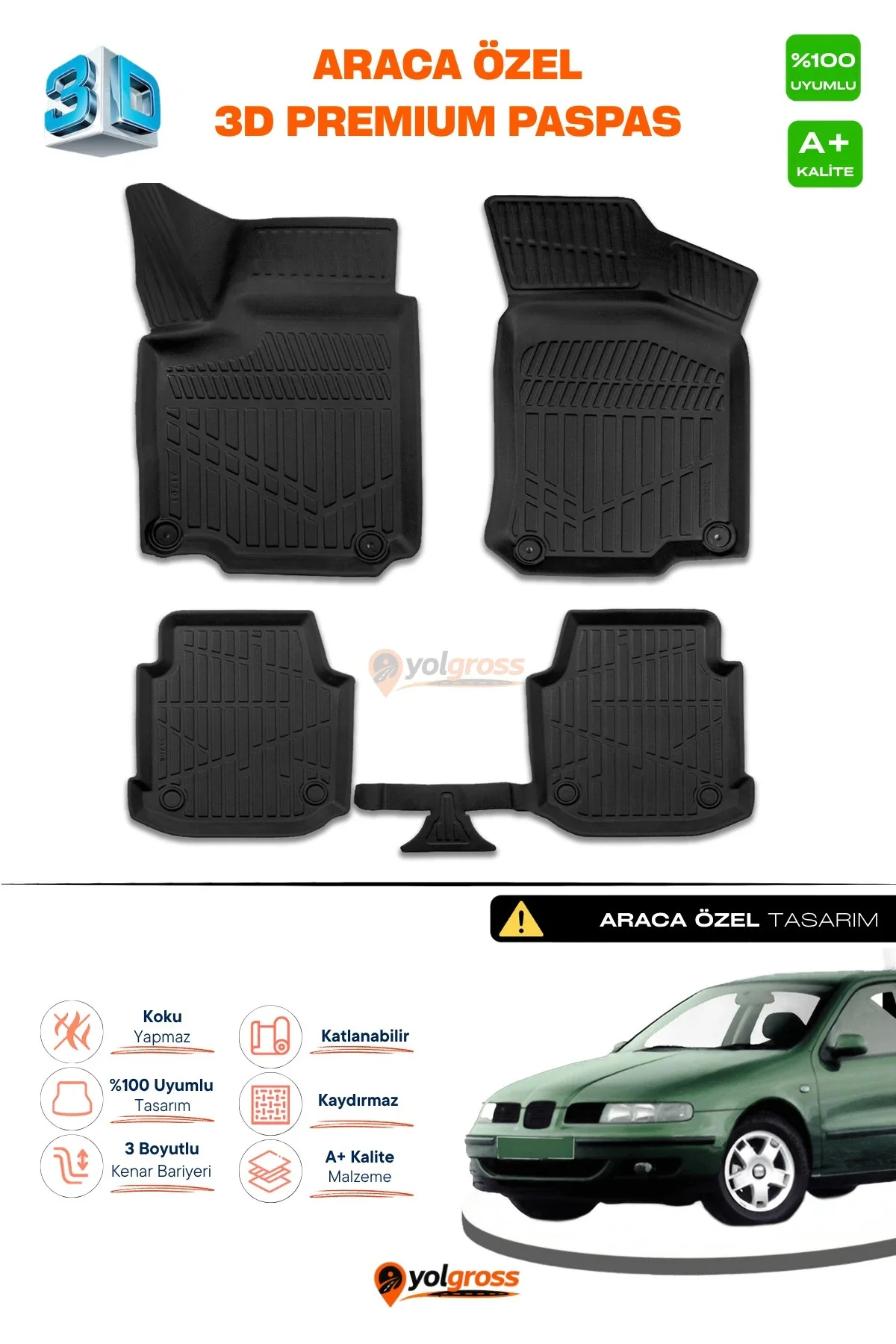 Seat Leon 3D Pro Havuzlu Paspas 1999-2005 A+ Kalite
