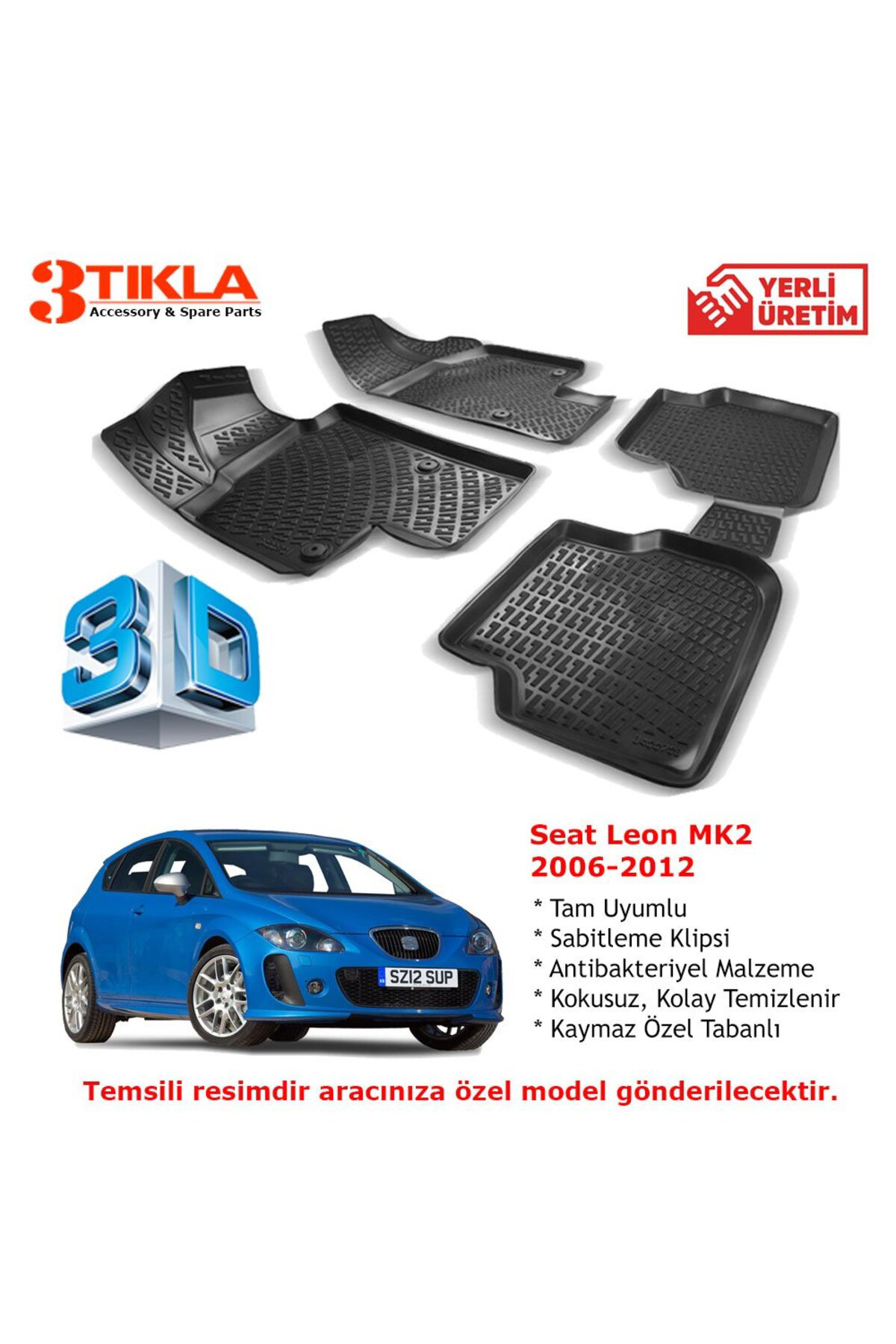 Seat Leon MK2 2006-2012 Premium 3D Havuzlu Paspas Seti
