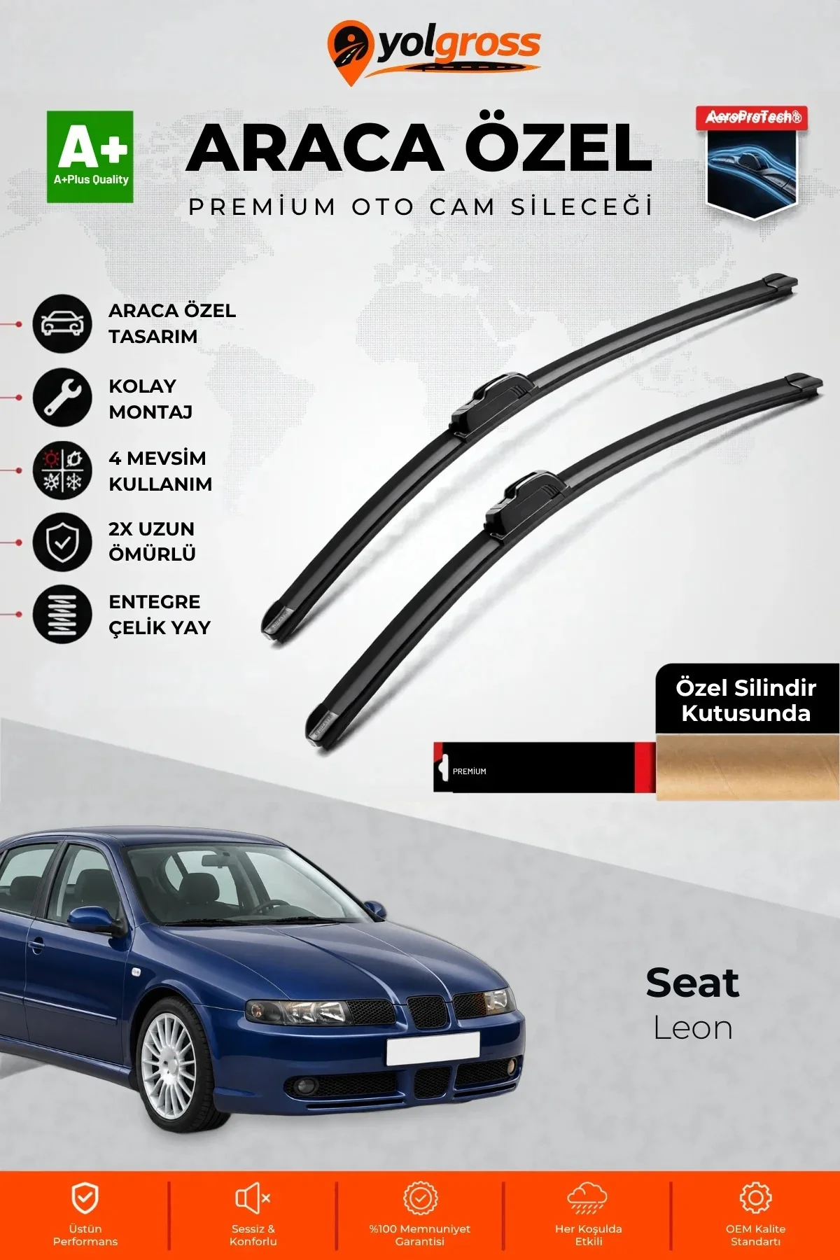 Seat Leon Ön Cam Silecek Seti 1999-2005 Premium Araca Özel 53-48 Cm A+ Kalite