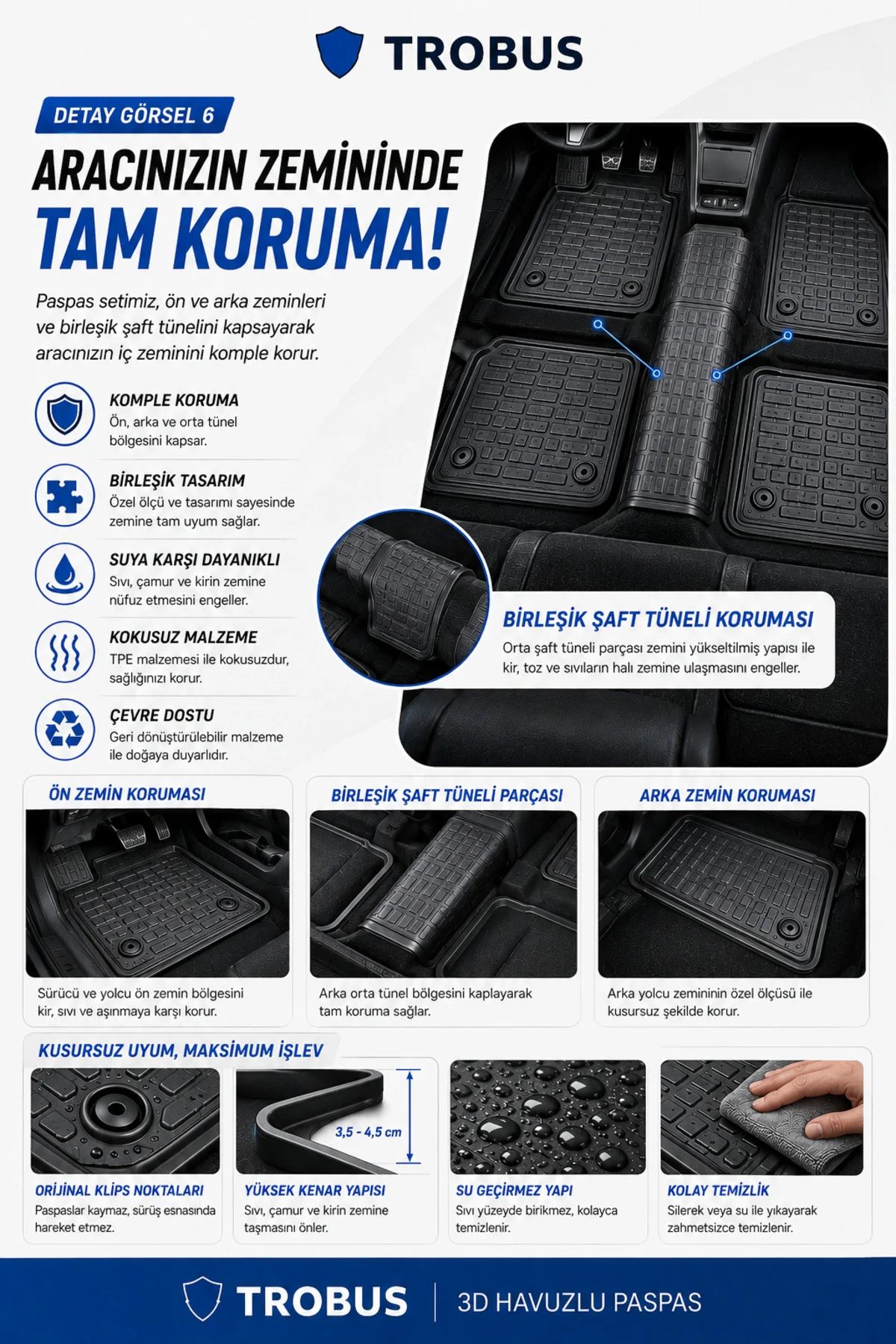 Seat Leon St (sportstourer) Otomatik 2020+ 1.5 Tsi V2 Dsg Araca Özel 3d Havuzlu Paspas