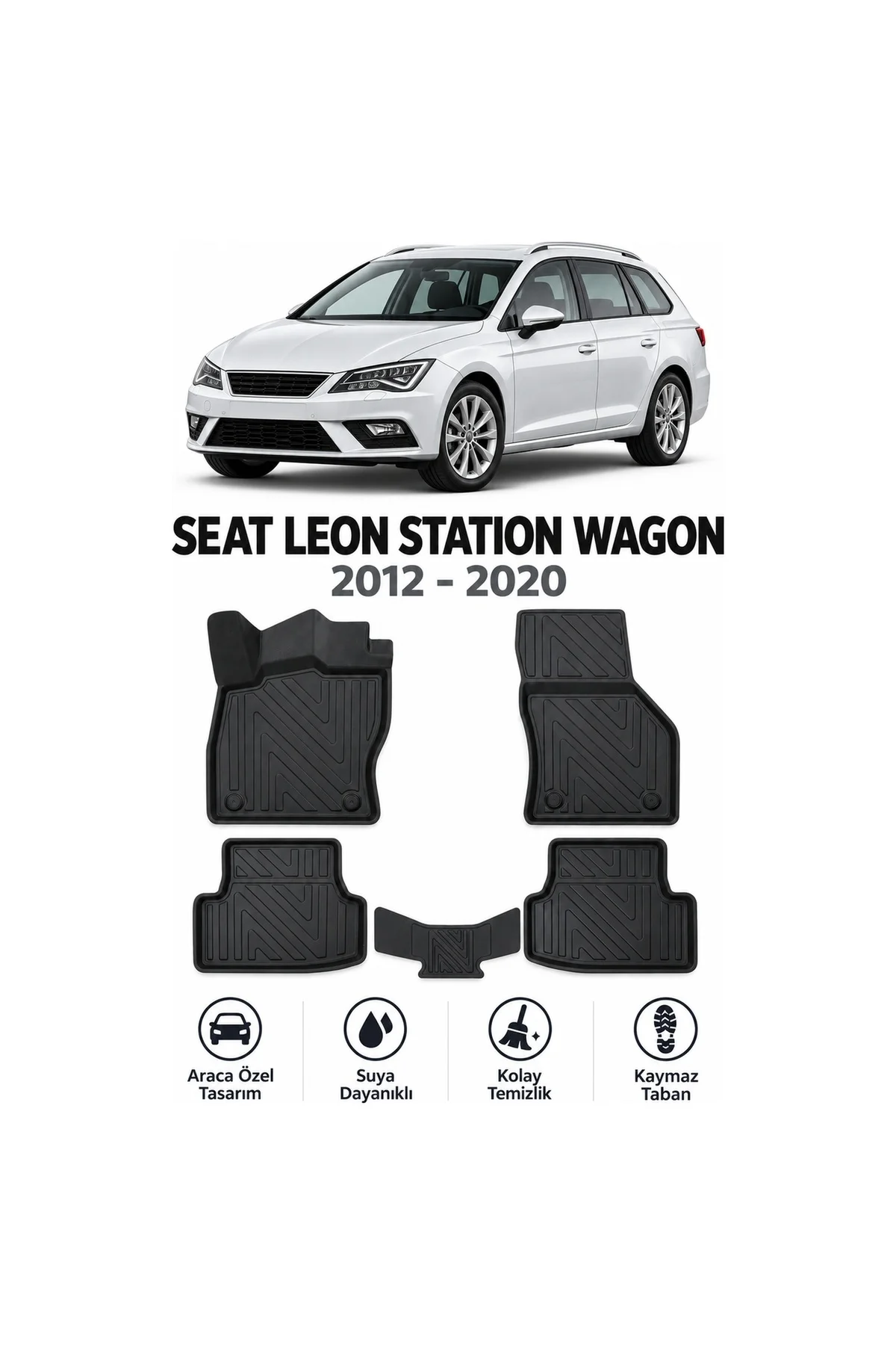 Seat Leon Station Wagon 2012-2020 Karbon Desenli Premium 3D Havuzlu Oto Paspas