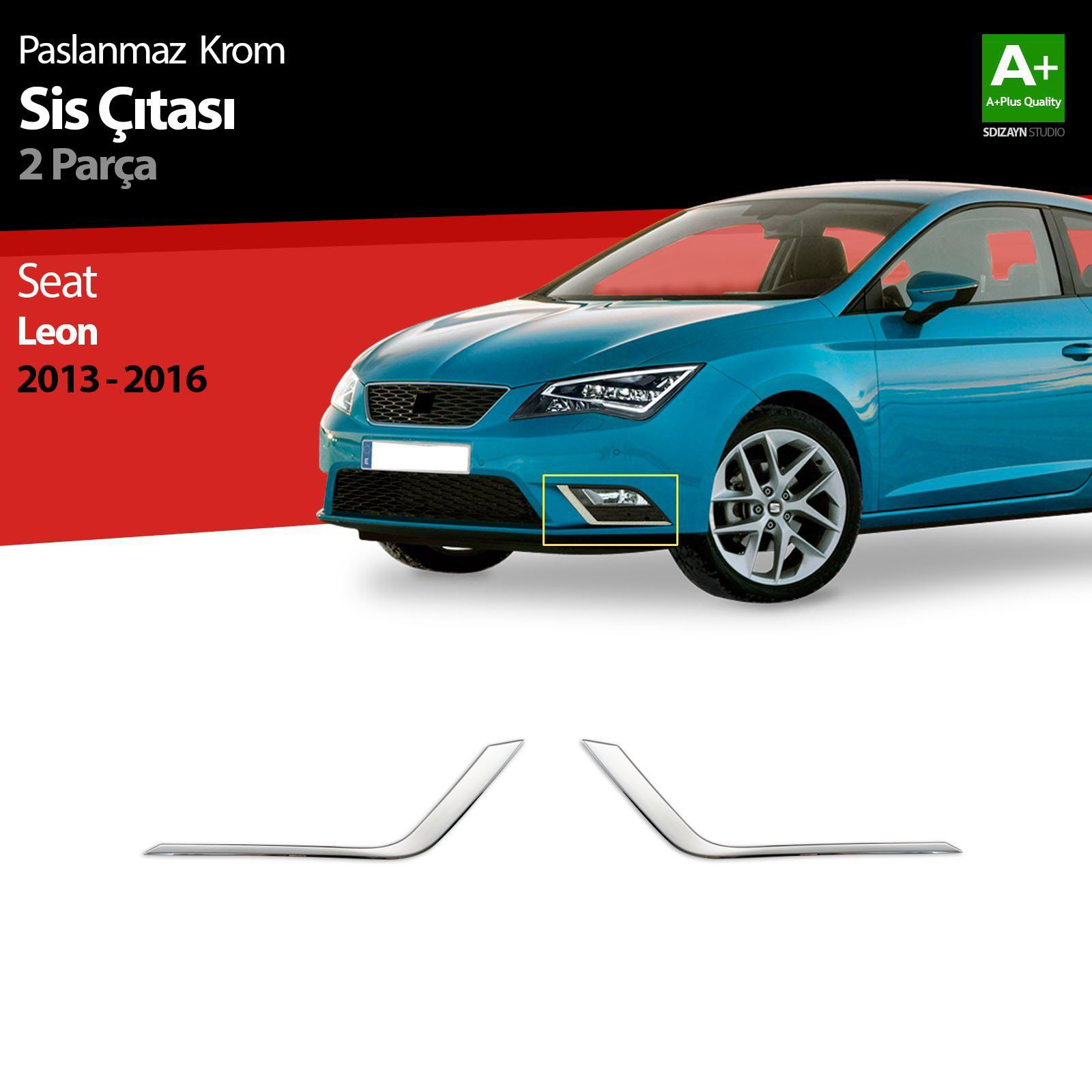 Seat Leon Uyumlu Krom Sis Farı Çerçevesi 2 Parça. 2013-2016