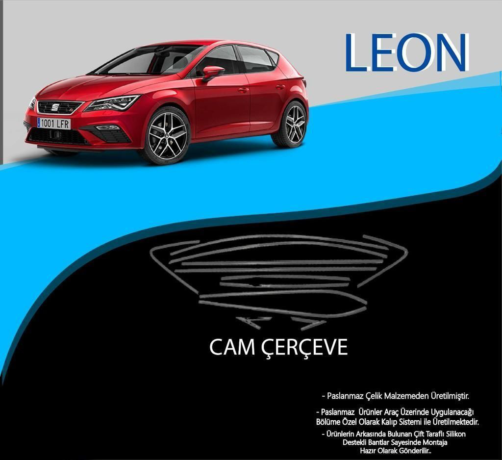 Seat Leon Uyumlu Krom Cam Çerçevesi Paslanmaz Çelik 12 Parça Leon Seat Leon Uyumlu Krom Cam Çerçevesi Paslanmaz Çelik 12 Parça Leon