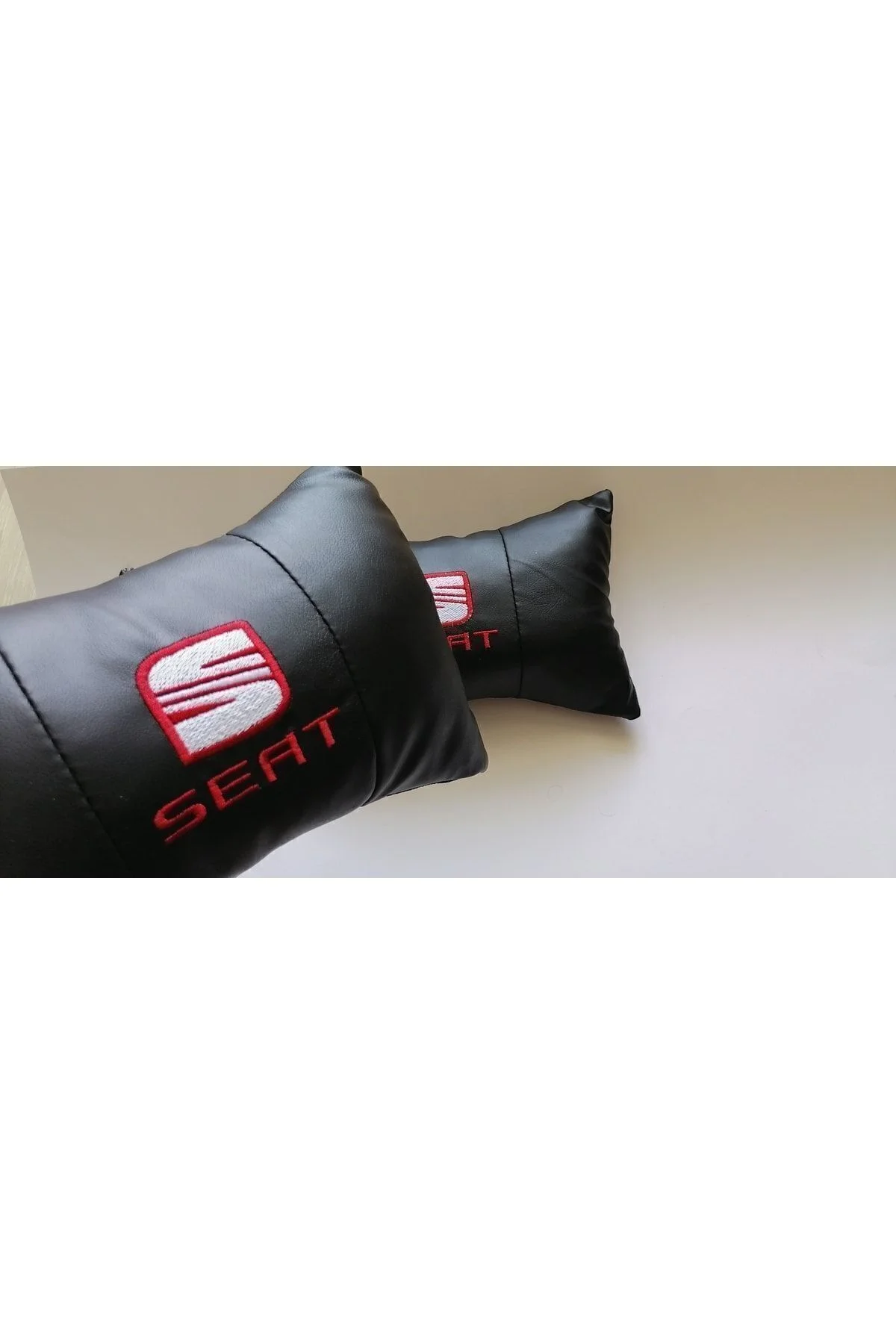 Seat Logo Scala Ibiza Leon Model Uyumlu  Oto Araba Bel Destek Koltuk Boyun Yastığı Vinil Deri - Görsel 6