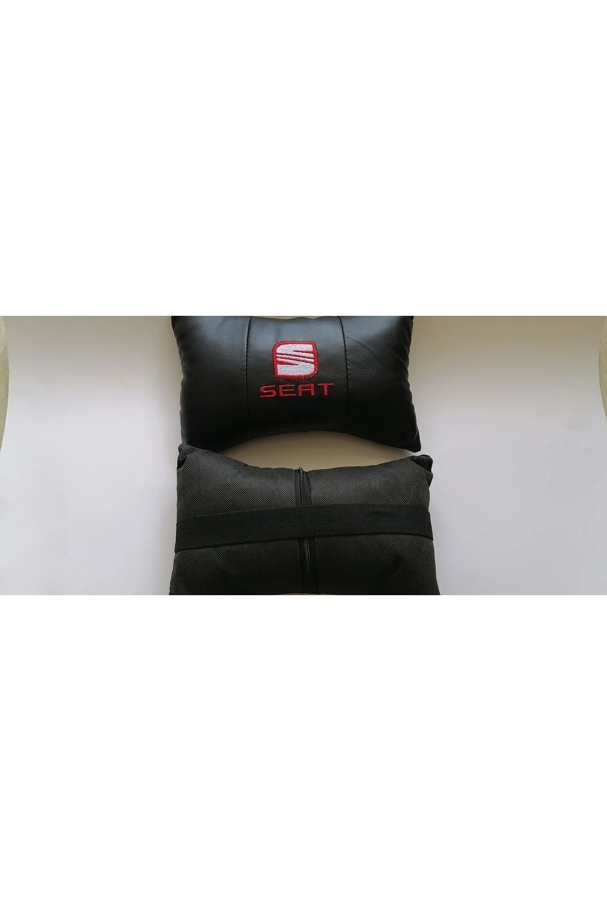 Seat Logo Scala Ibiza Leon Model Uyumlu  Oto Araba Bel Destek Koltuk Boyun Yastığı Vinil Deri - Görsel 4