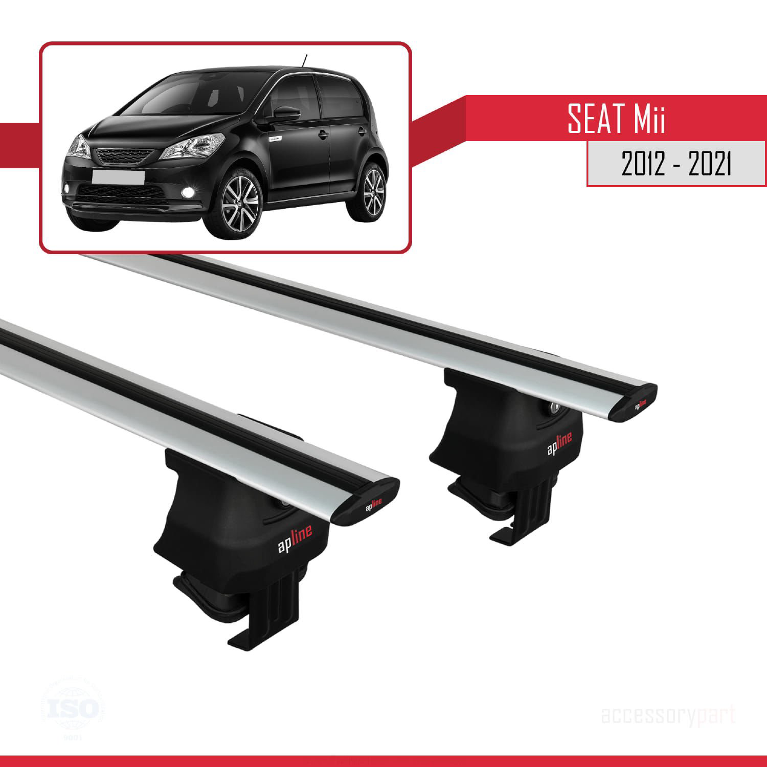 Seat Mii 2012-2021 Arası ile uyumlu ACE-4 Ara Atkı Tavan Barı GRİ